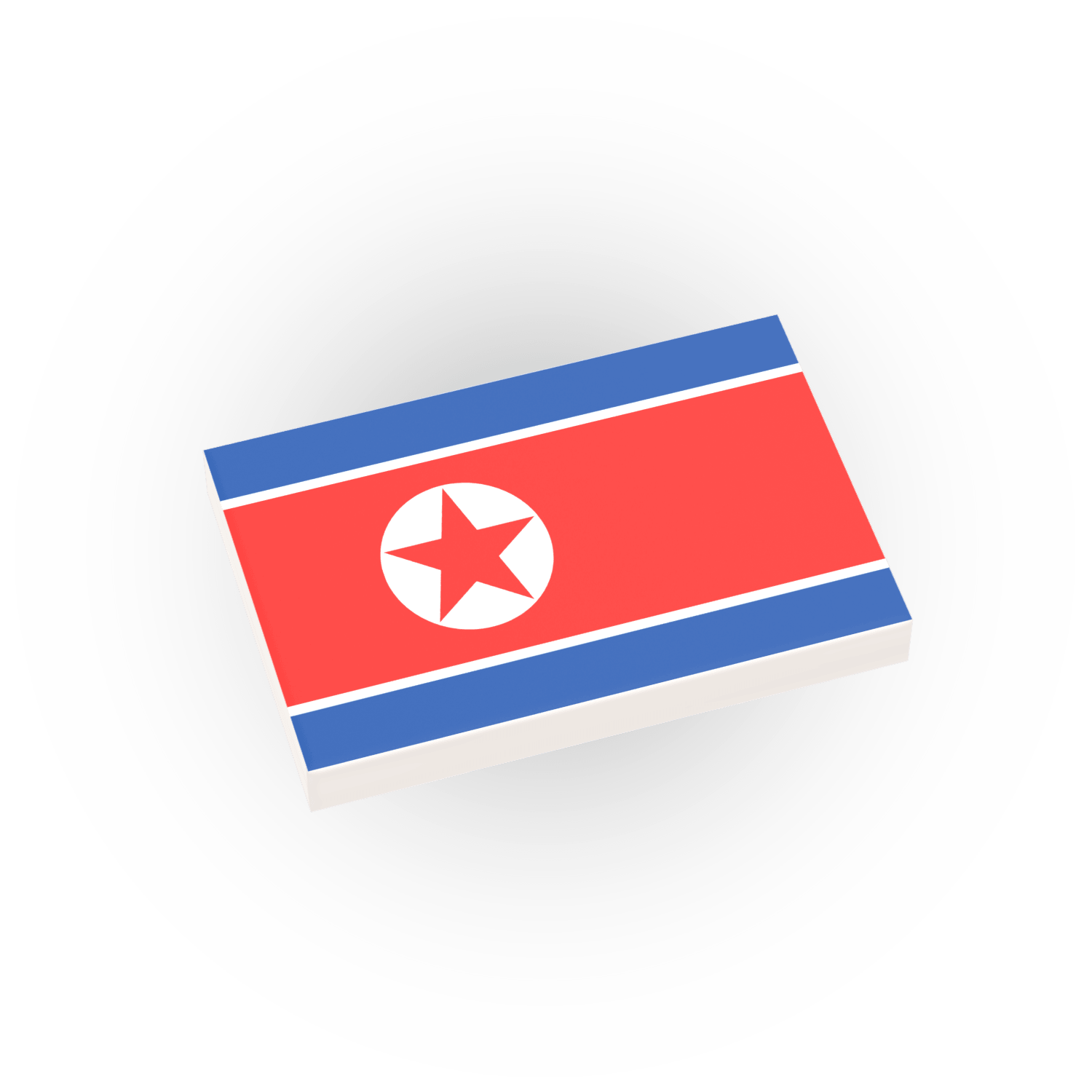 North Korea Country Flag printed on a LEGO tile on a white background