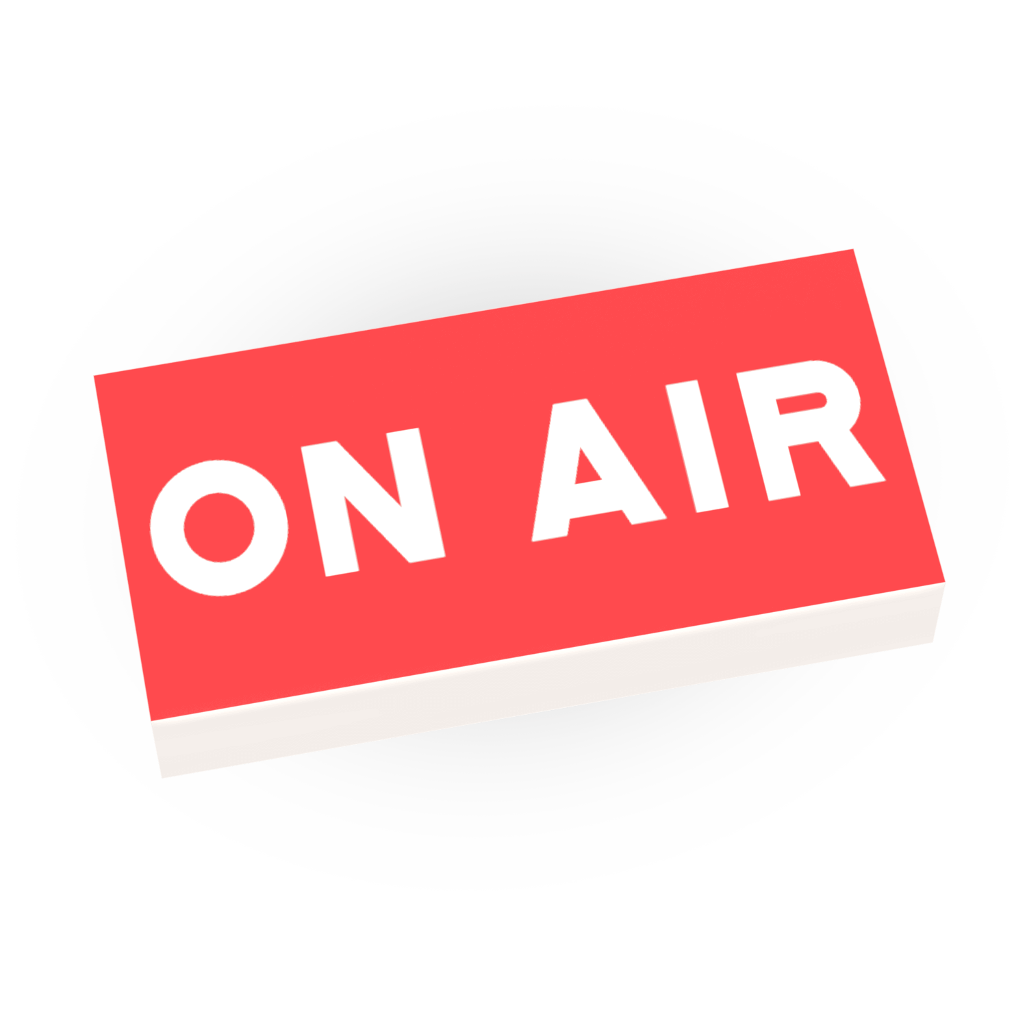 Red 'ON AIR' sign on a white background