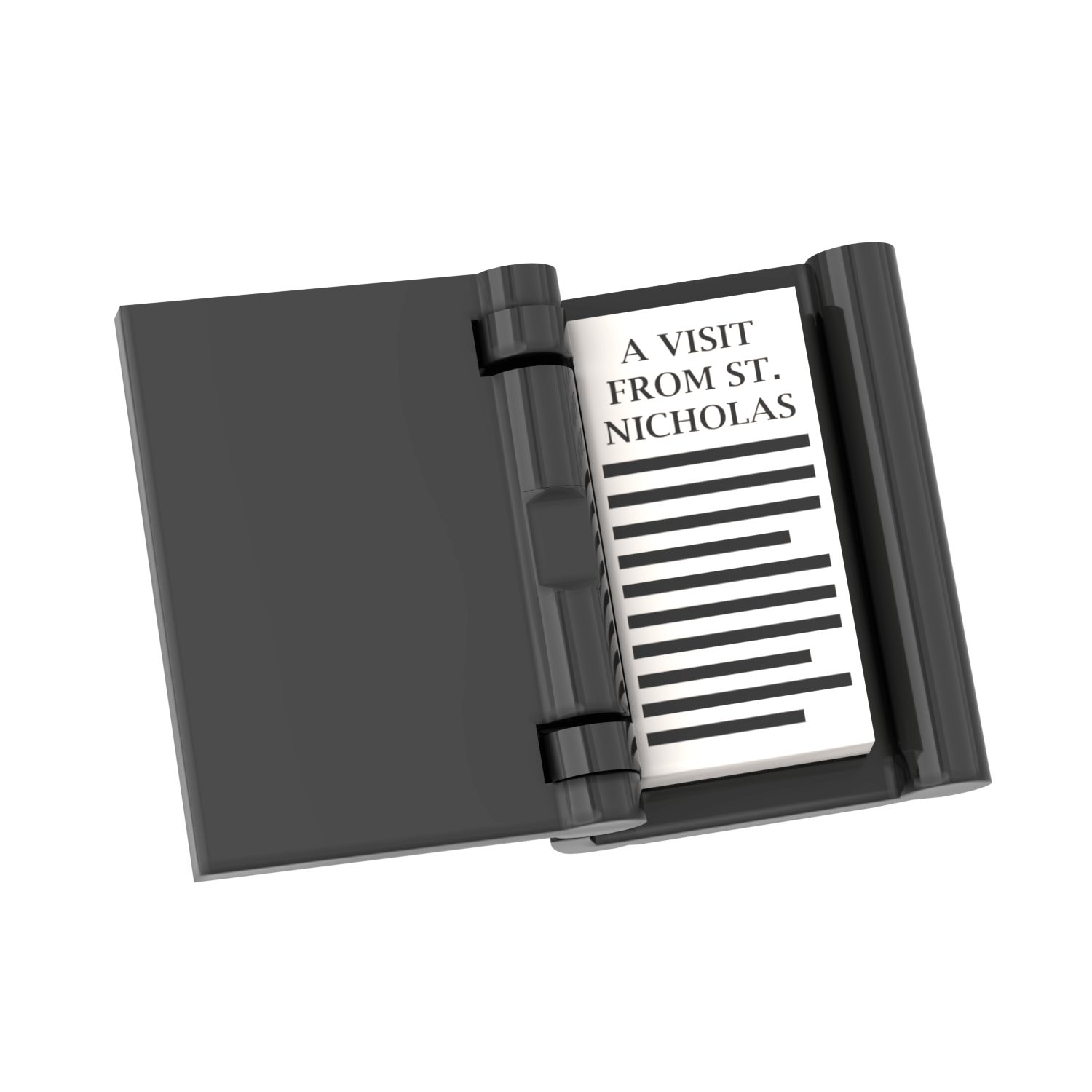 Open book with 'A Visit from St. Nicholas' text on a white background