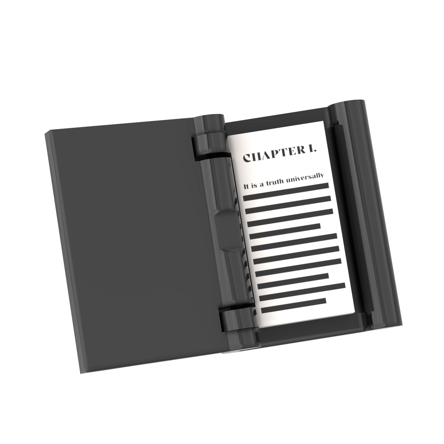 Open book with a page titled 'Chapter I' on a white background