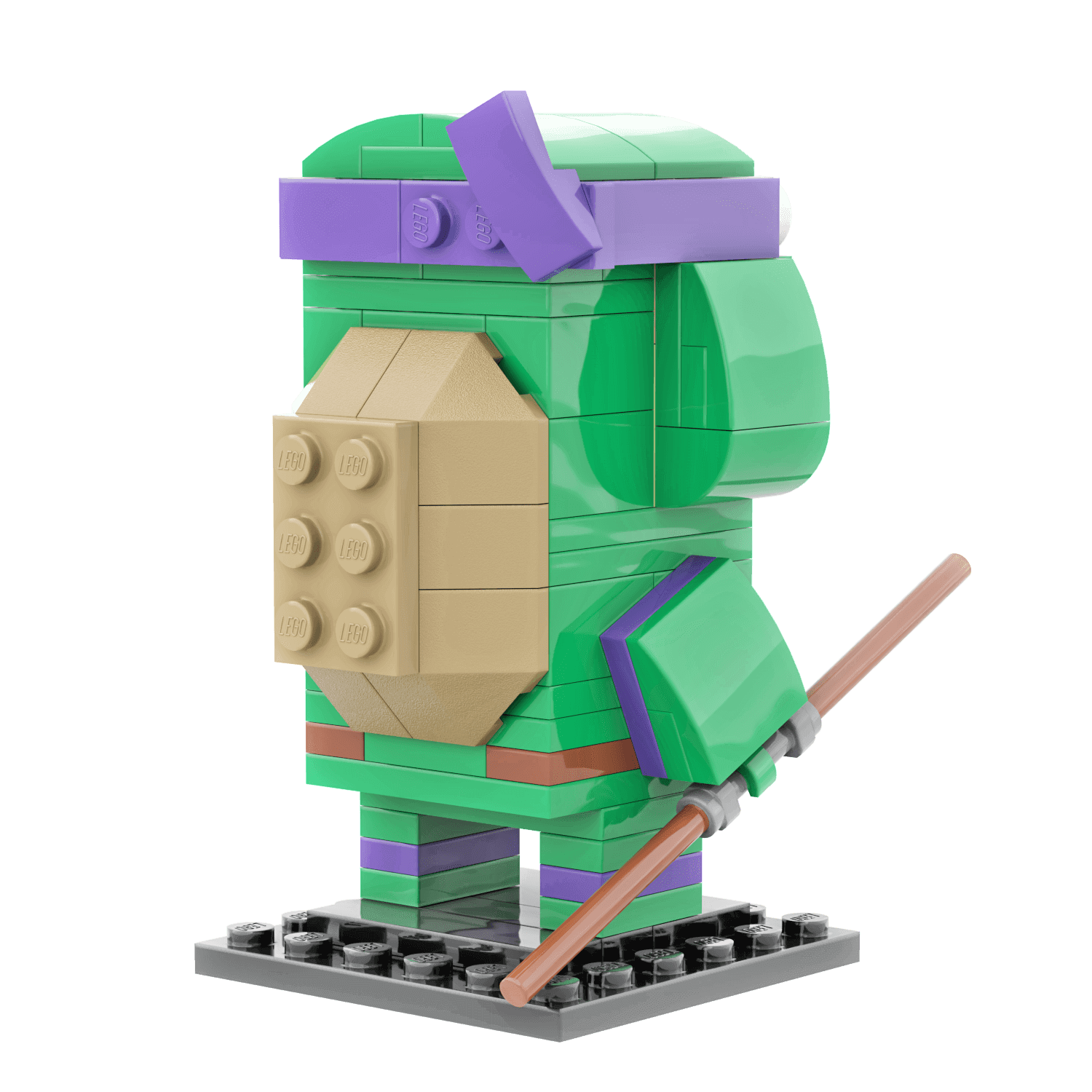 Purple Turtle Brick Head - Custom Building Set - Made Using LEGO® Parts