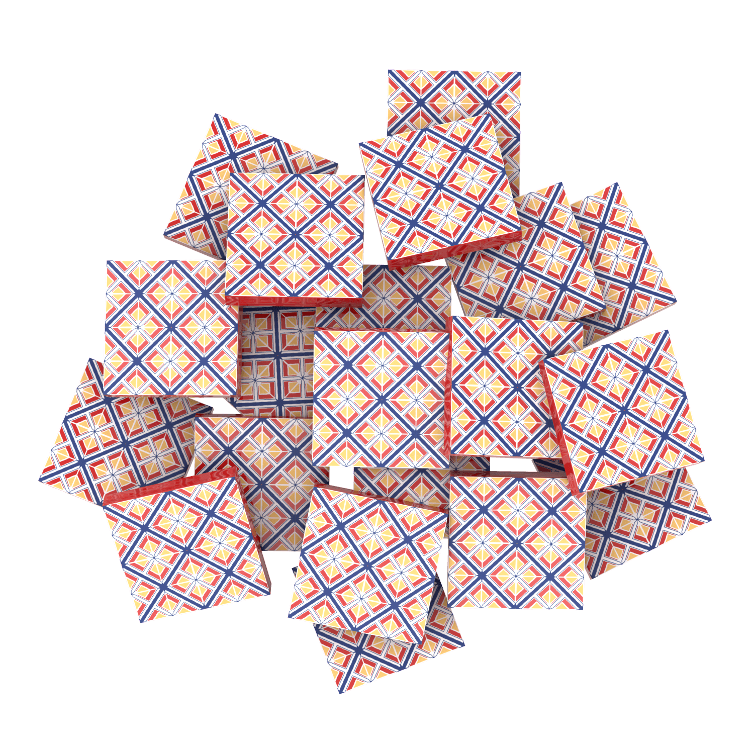 Red Floral Spanish Tile for Floor & Wall - Custom Printed on Lego - (20 Pack)