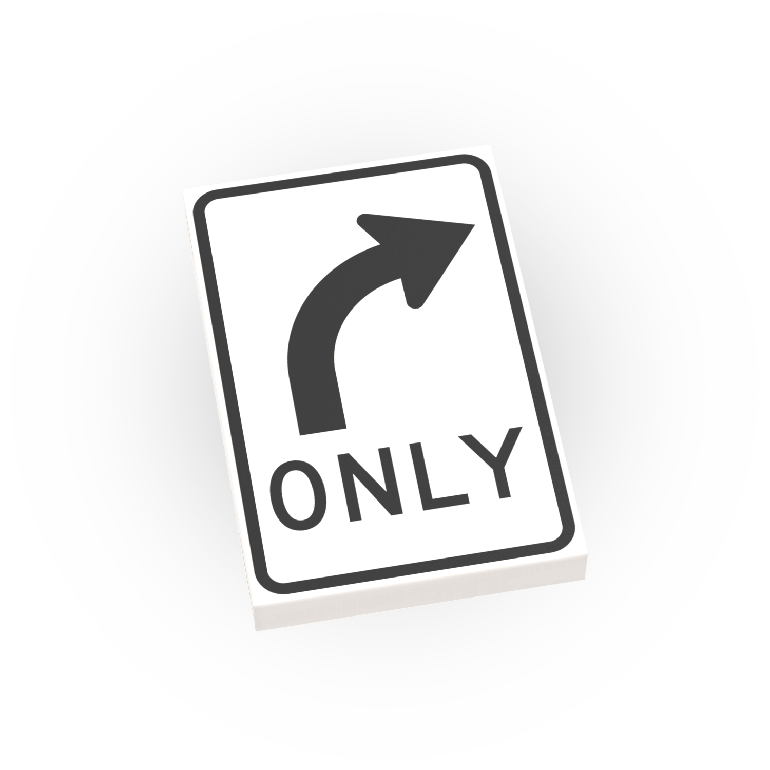 Right Only Street Sign - Custom Printed 2x3 Tile - Made Using LEGO® Parts