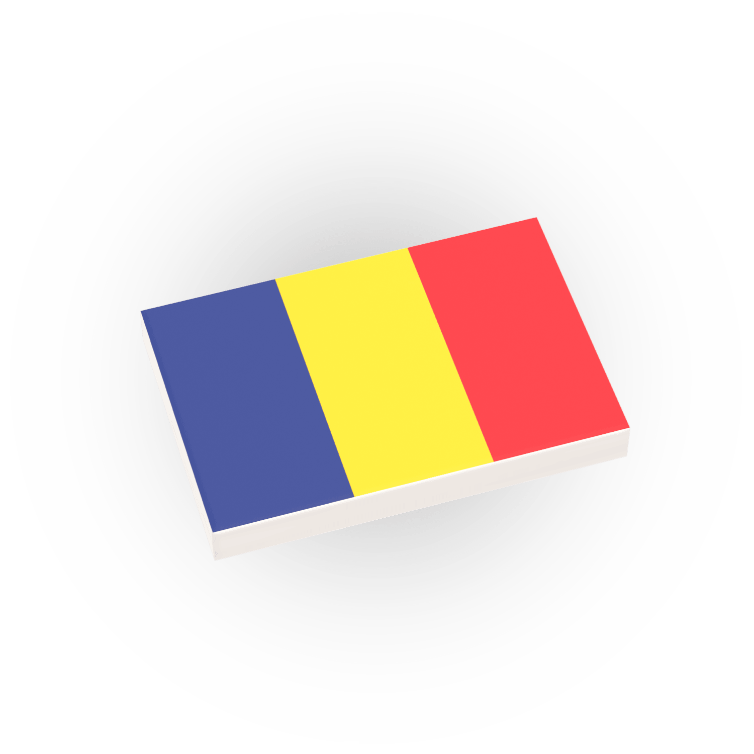Romania Country Flag printed on a LEGO tile on a white background