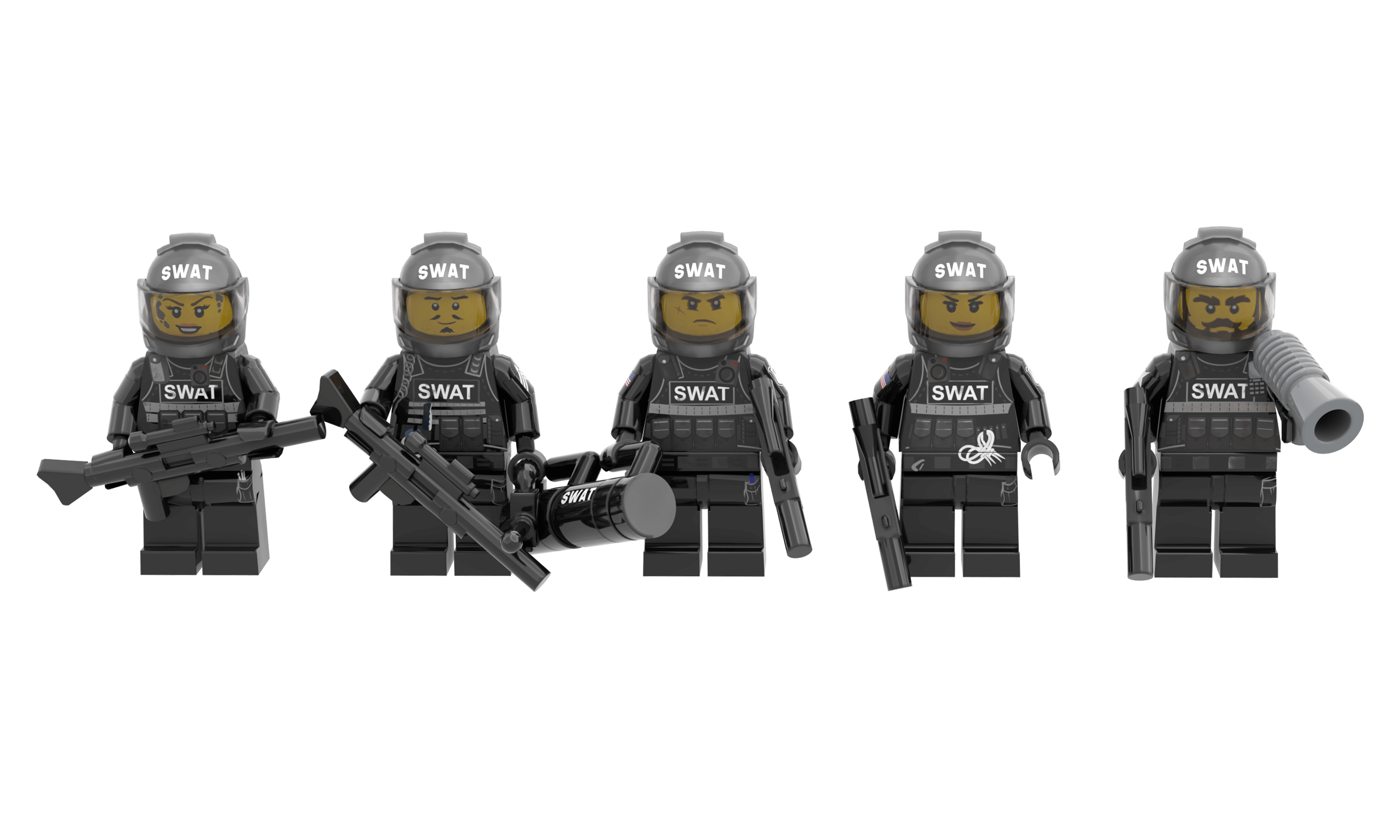 SWAT Squad – 5-Pack Bundle - Custom Minifigs - Made Using LEGO® Parts