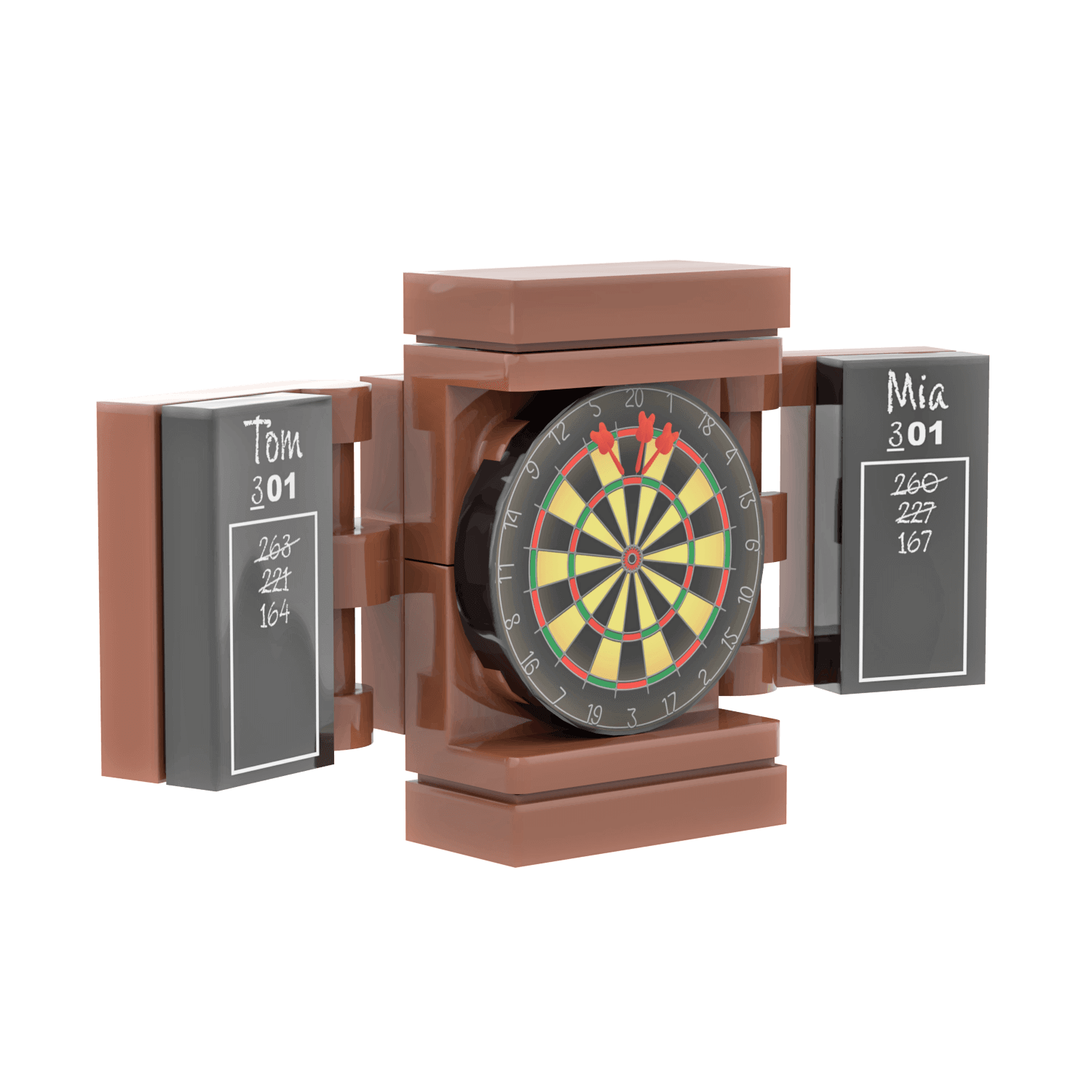Dartboard with scoreboards on a white background