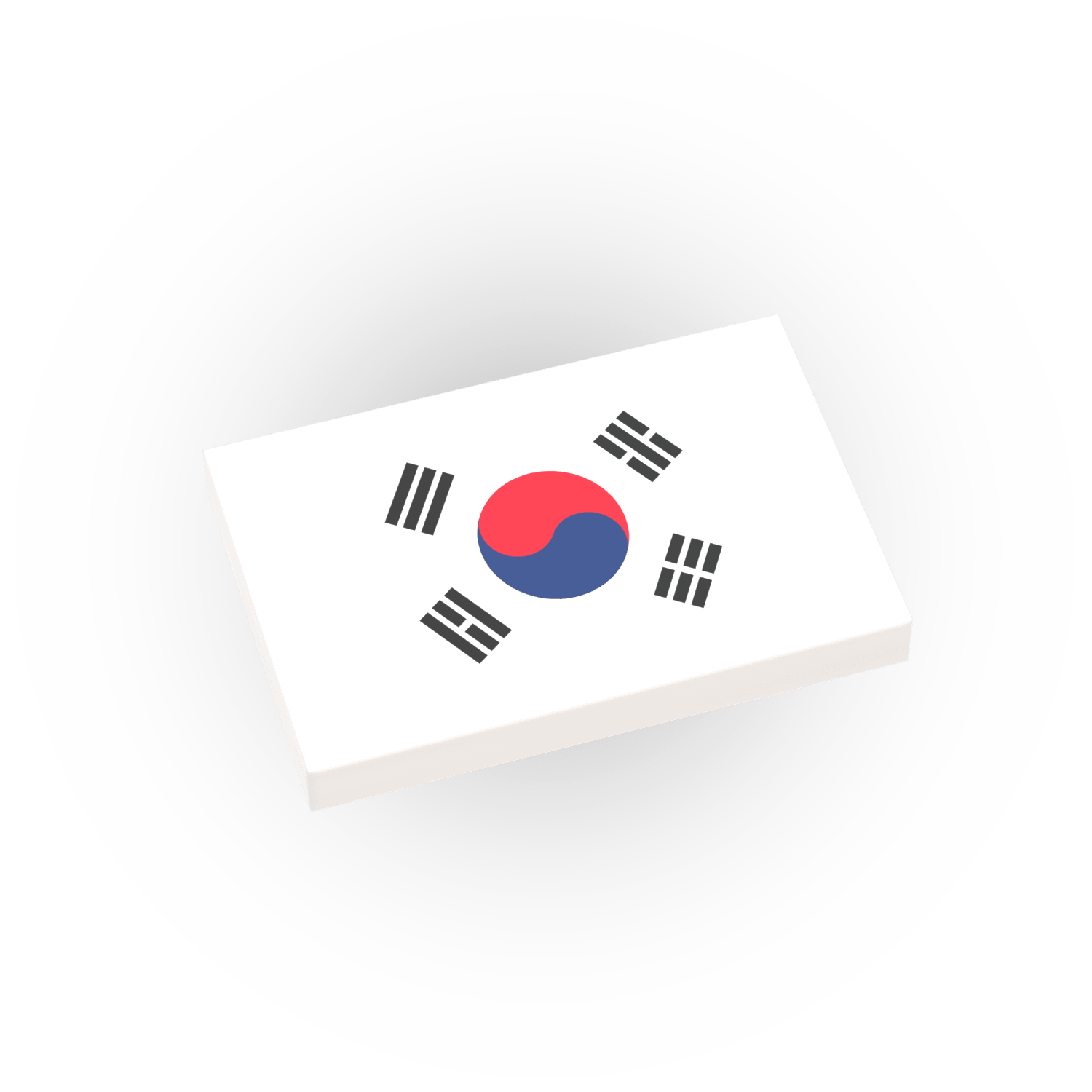 South Korea Country Flag printed on a LEGO tile on a white background