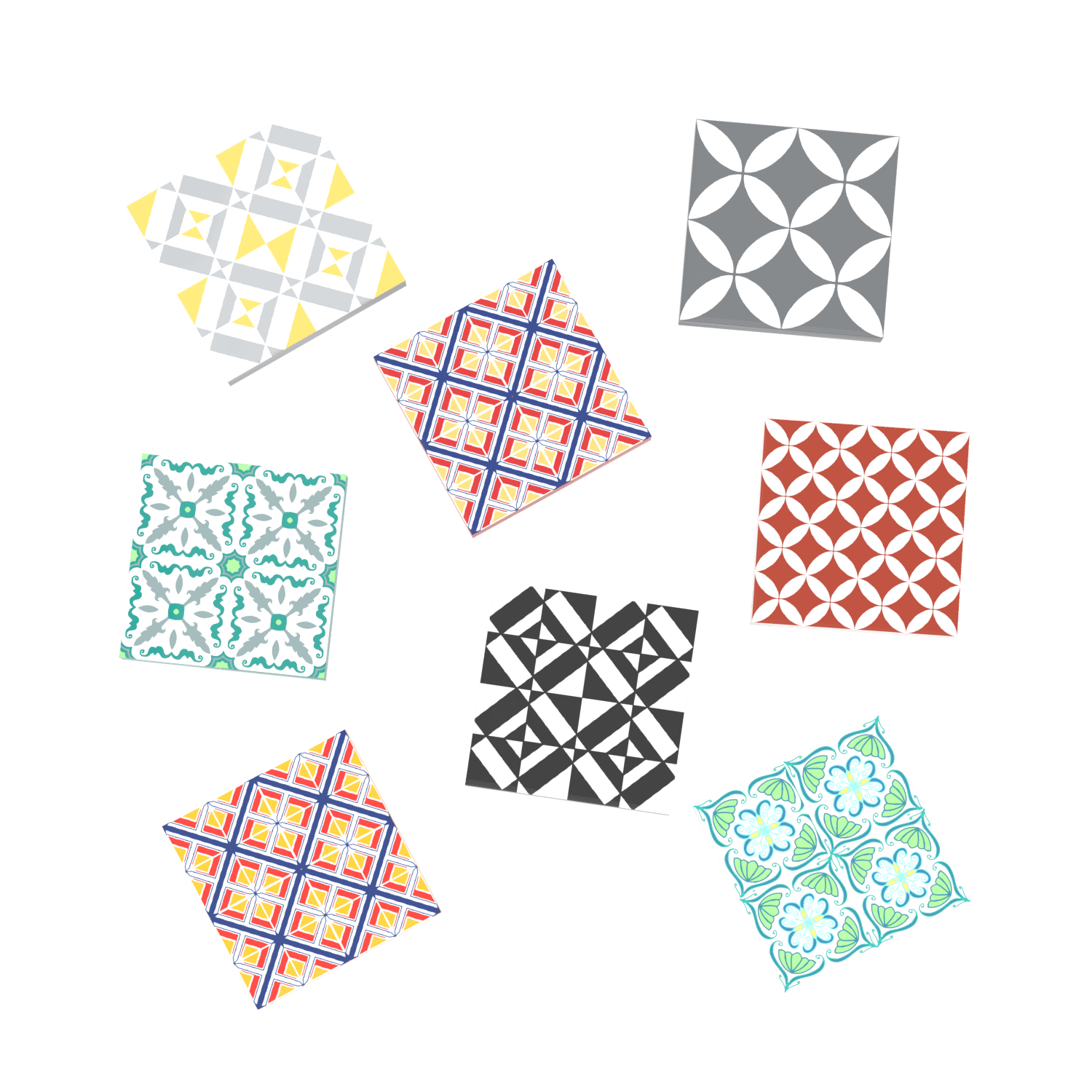 Spanish Tile Bundle - Wall & Floor - (8 Pack) - 2x2 Tiles