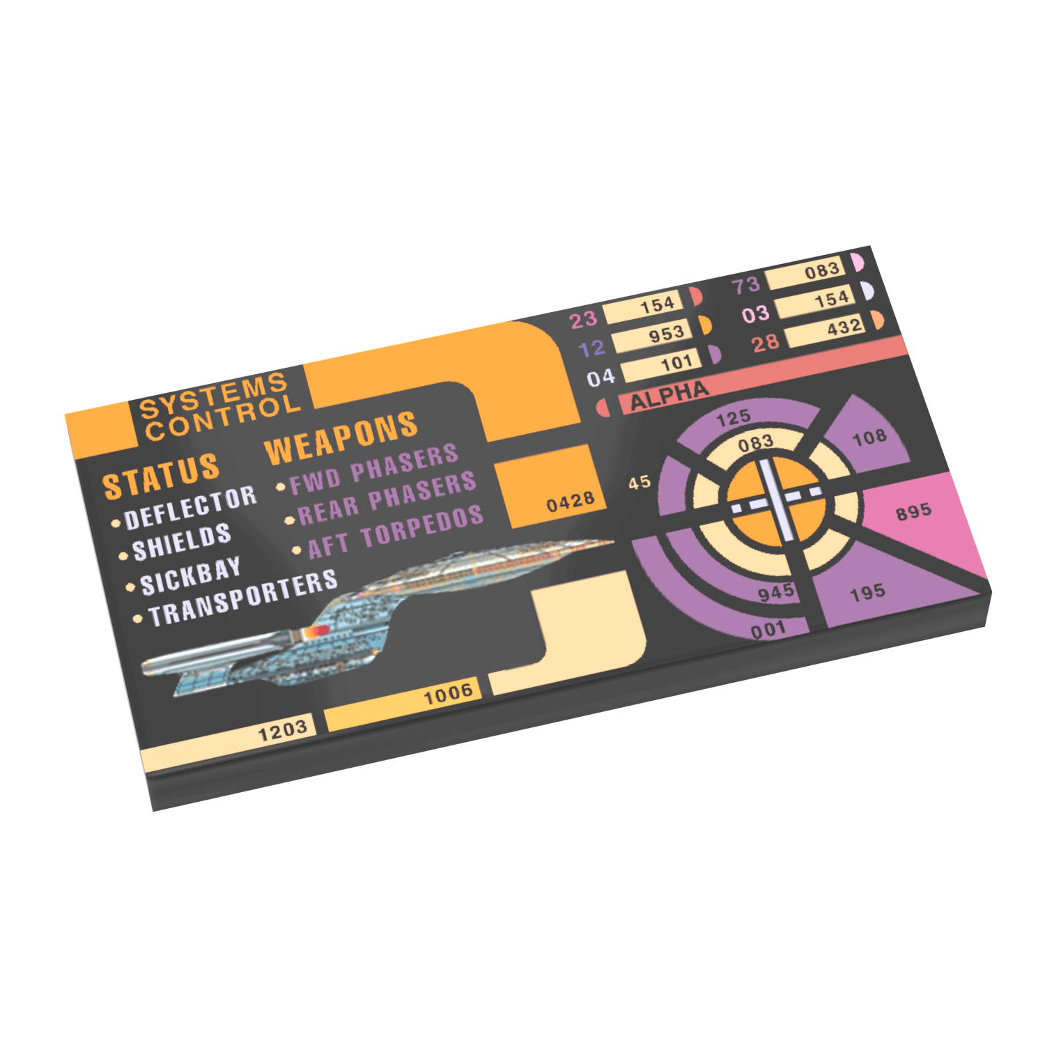 Star Trek themed control panel design with futuristic interface elements on a white background