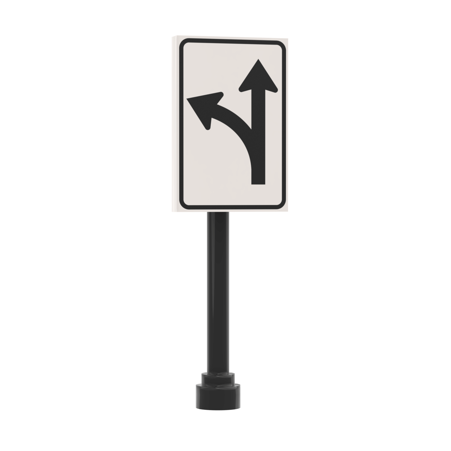 Straight and Left Turn Only Sign - Custom Printed 2x3 Tile - Made Using LEGO® Parts