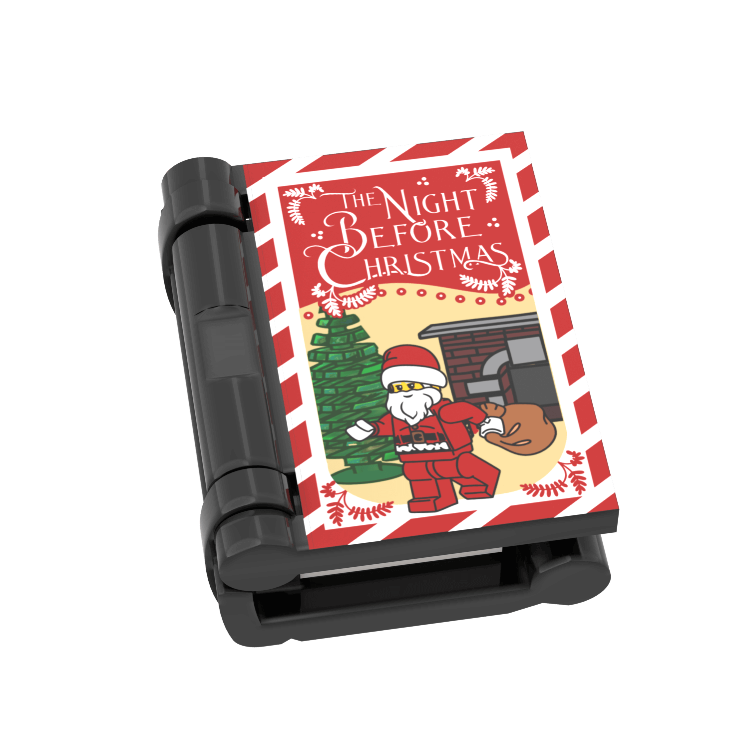 Small book titled 'The Night Before Christmas' with a festive cover featuring Santa Claus.