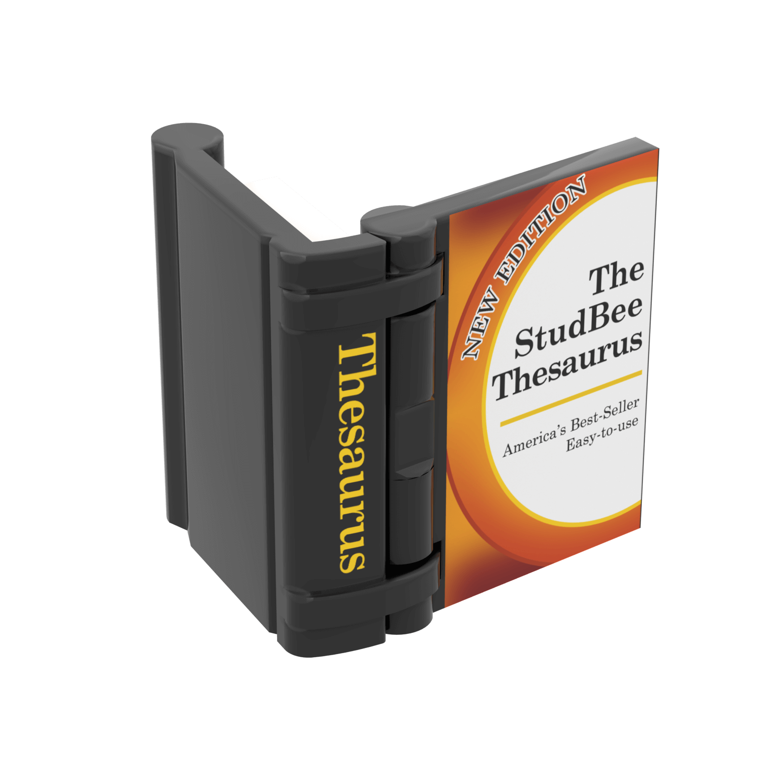 Black plastic device with 'The StudBee Thesaurus' packaging on a white background