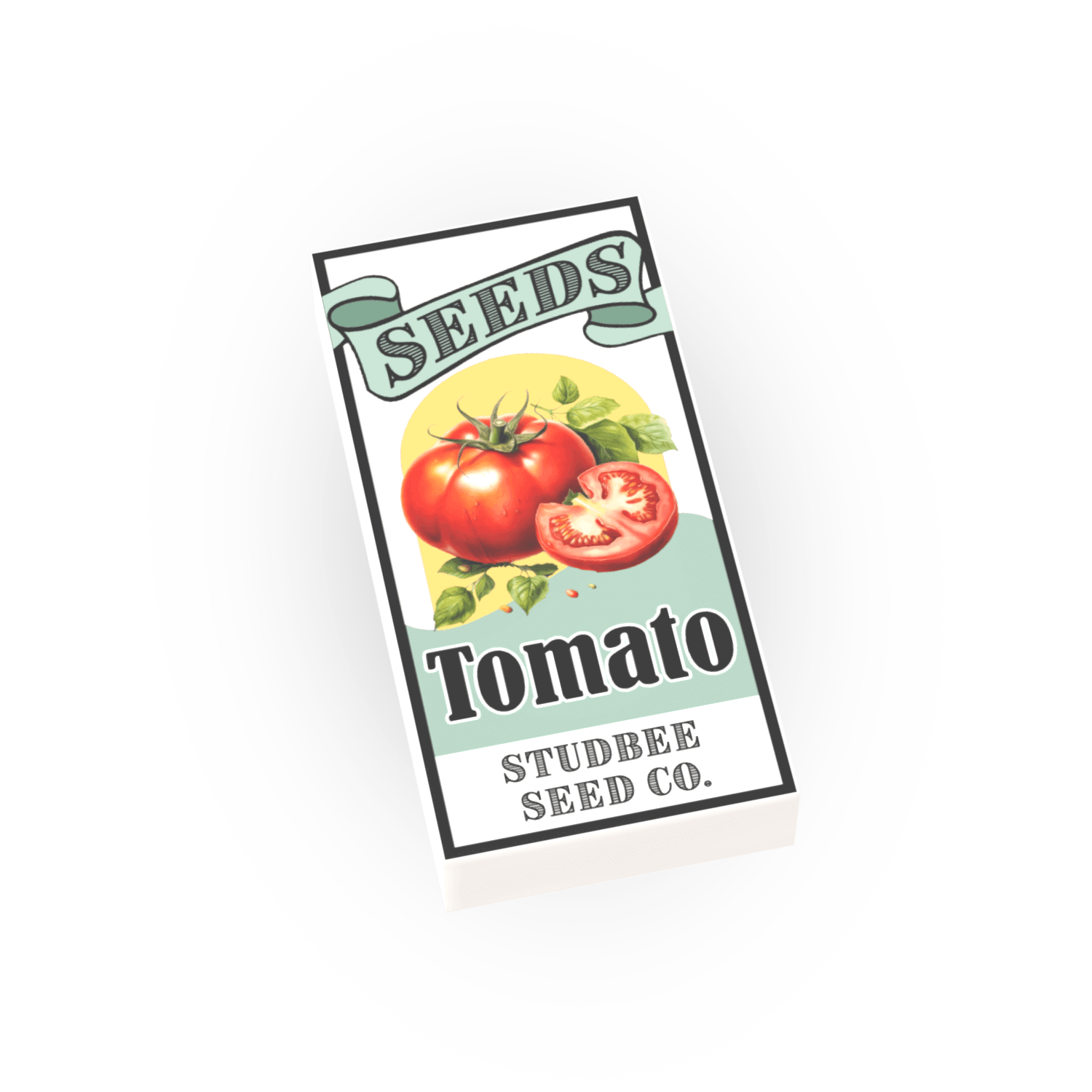Seed Packet, Tomato - Custom Printed Minifig Scale Tile - Made Using LEGO® Parts