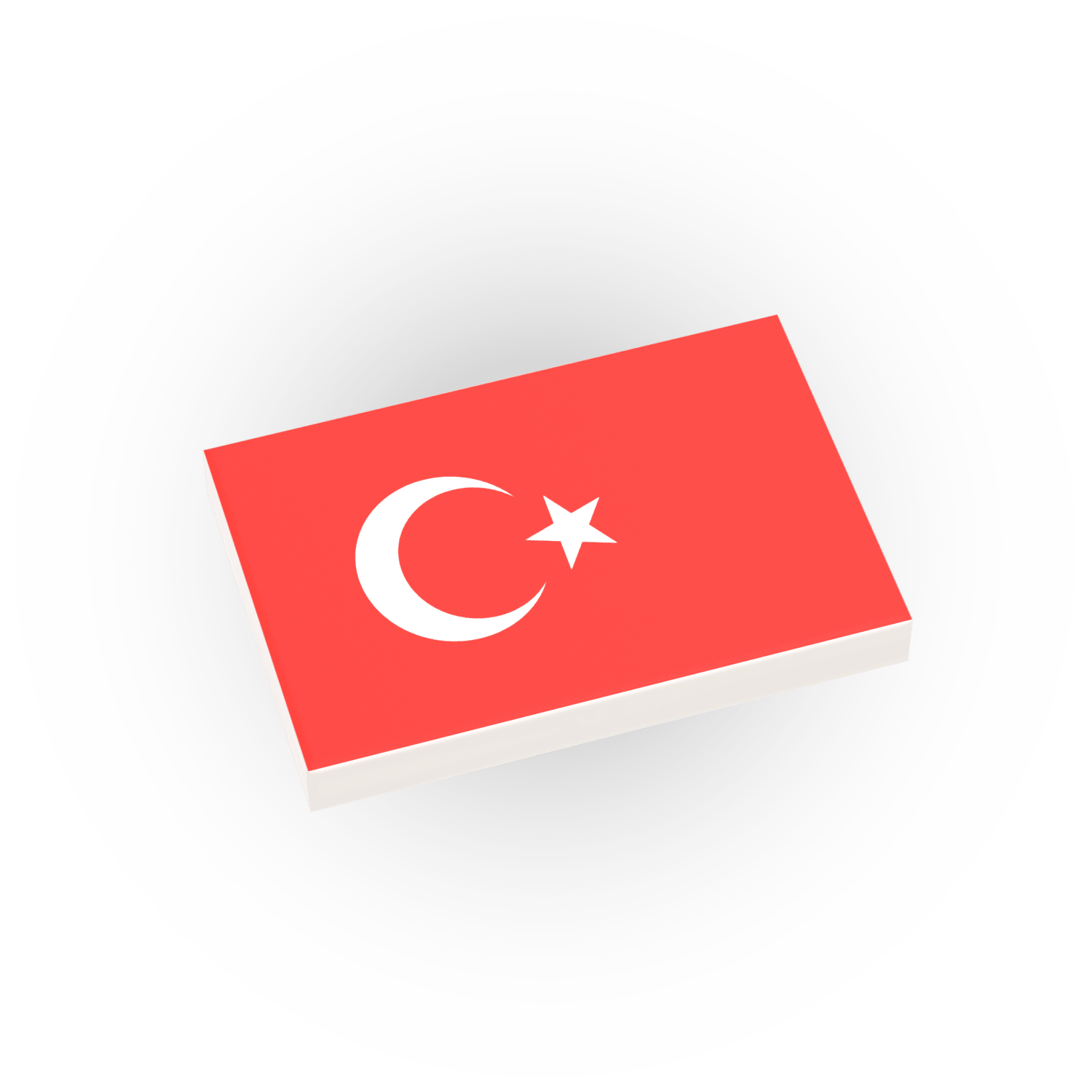 Turkey Country Flag printed on a LEGO tile on a white background