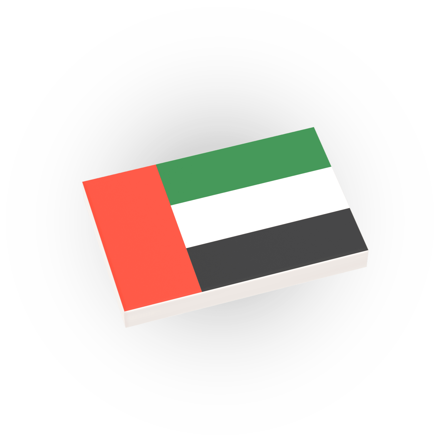 United Arab Emirates Country Flag printed on a LEGO tile on a white background