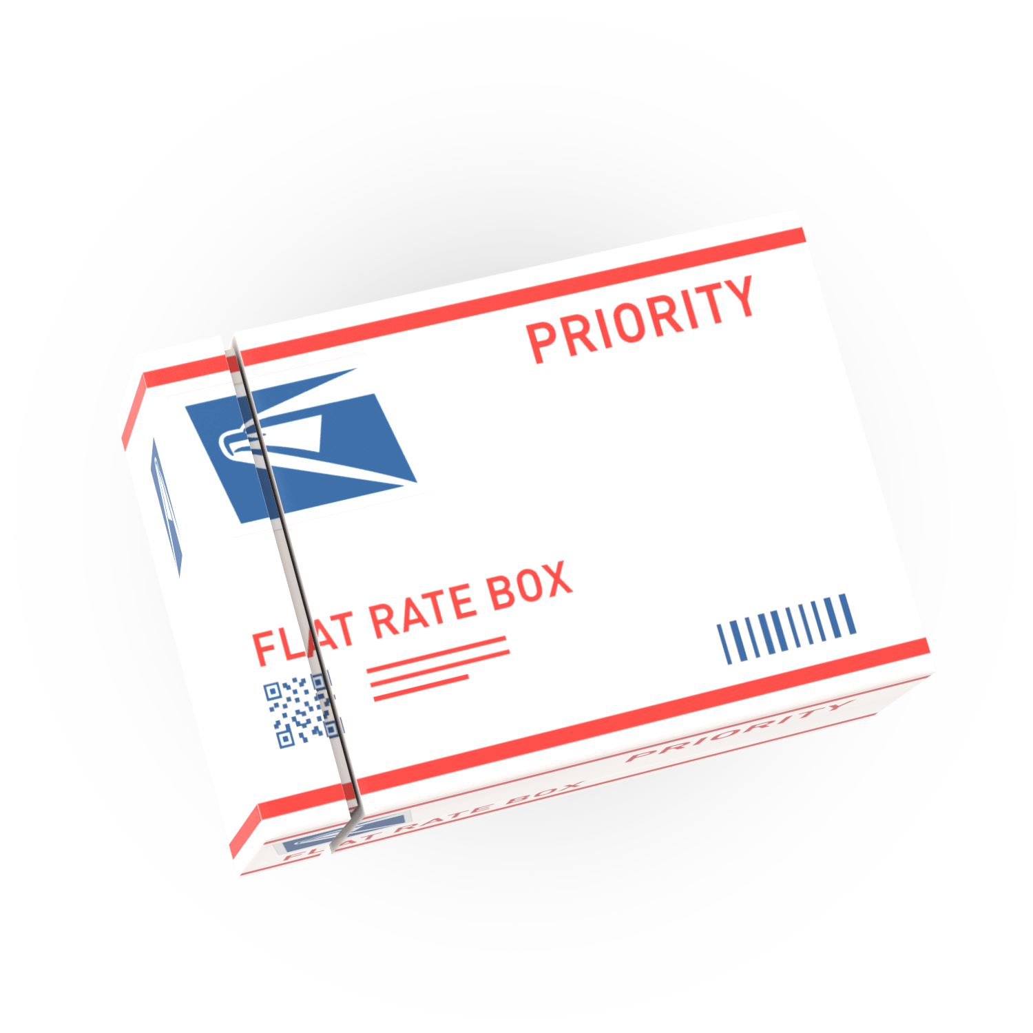United Studs Priority flat rate box with a logo on a white background