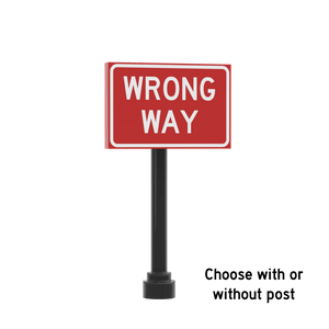 Wrong Way Street Sign - Custom Printed 2x3 Tile - Made Using LEGO® Par