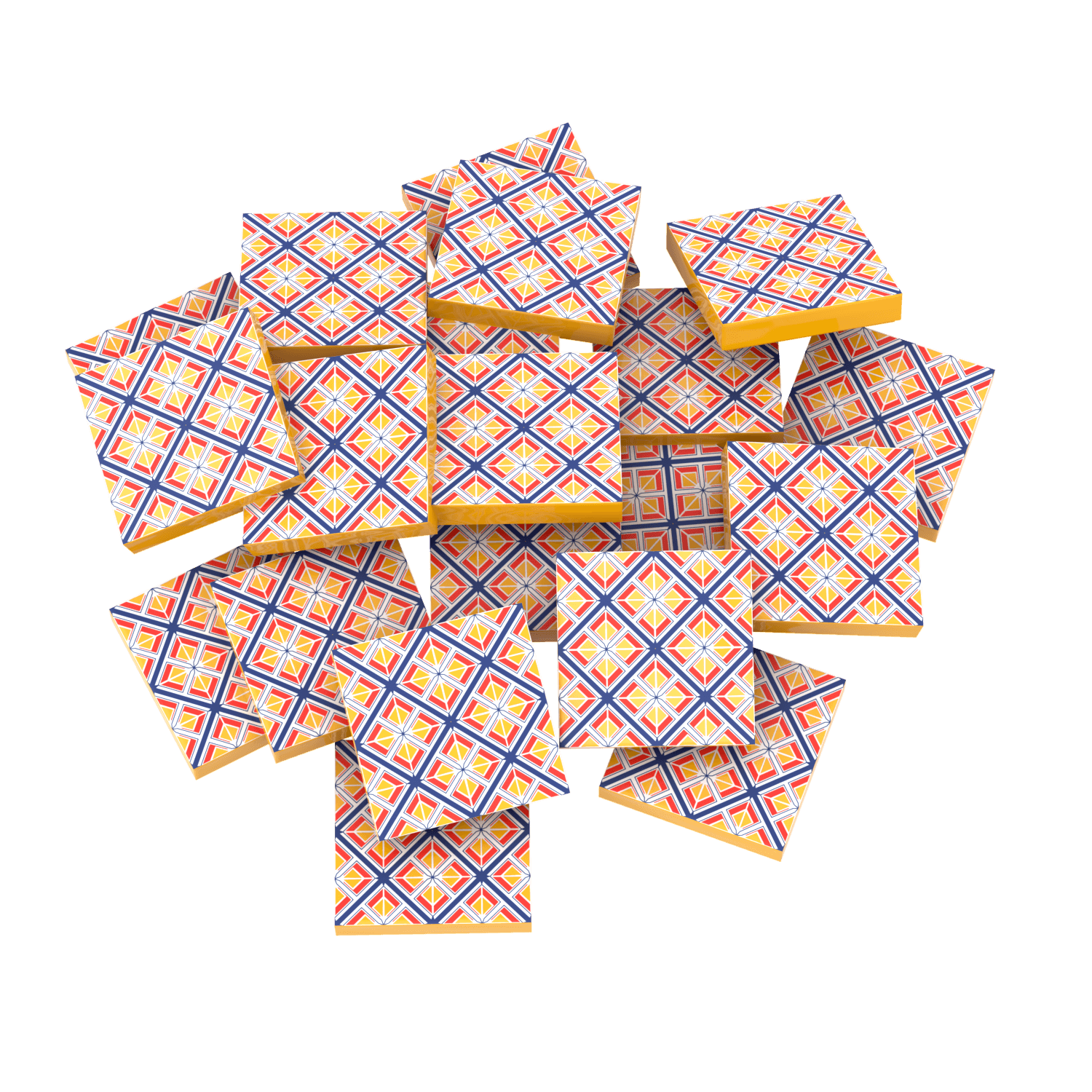 Yellow Floral Spanish Tile for Floor & Wall - Custom Printed (20 Pack) - Made with LEGO®