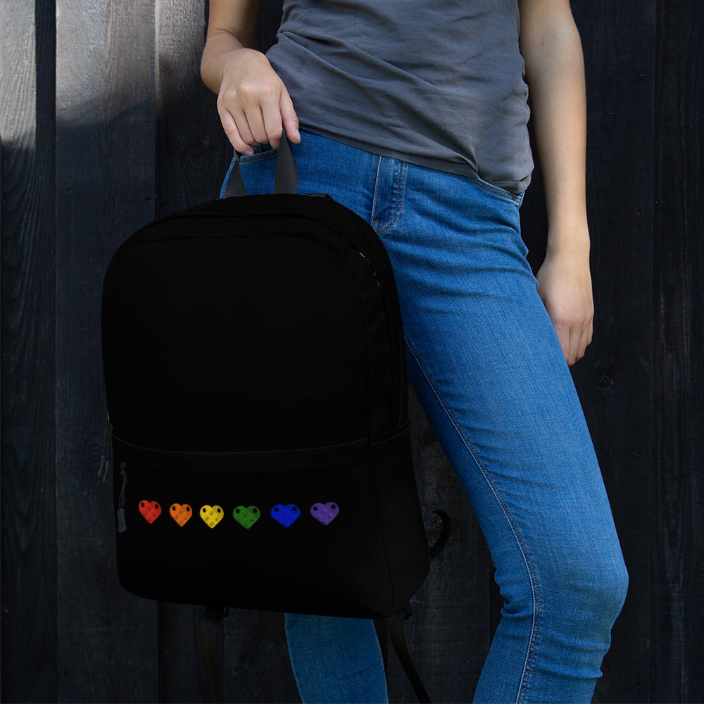 Brick Heart Backpack | Rainbow Heart Backpack | Lego Backpack | Rainbow Lego Bag - StudBee