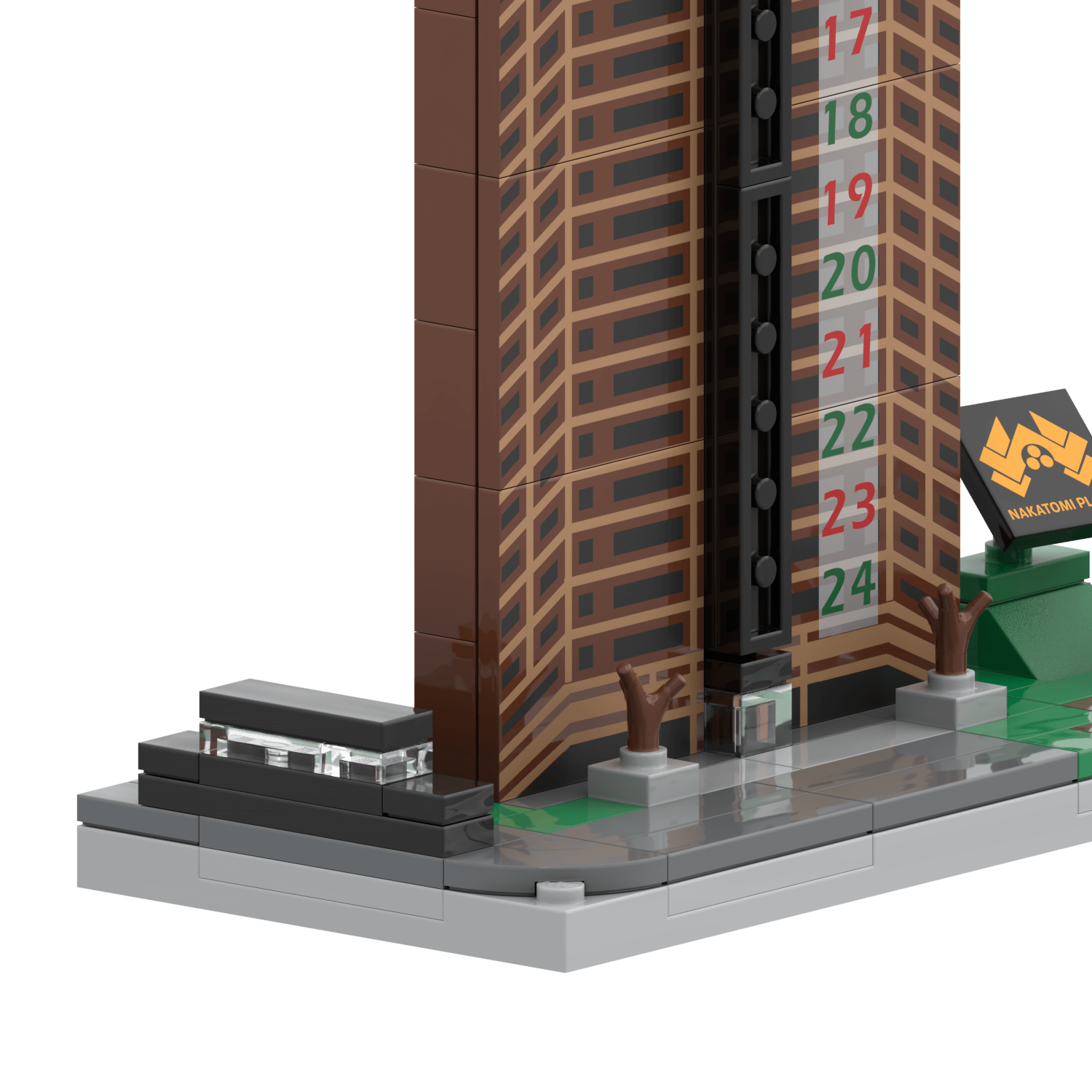 Custom Lego Building Set of Nakatomi Building with Argyles Limo outside