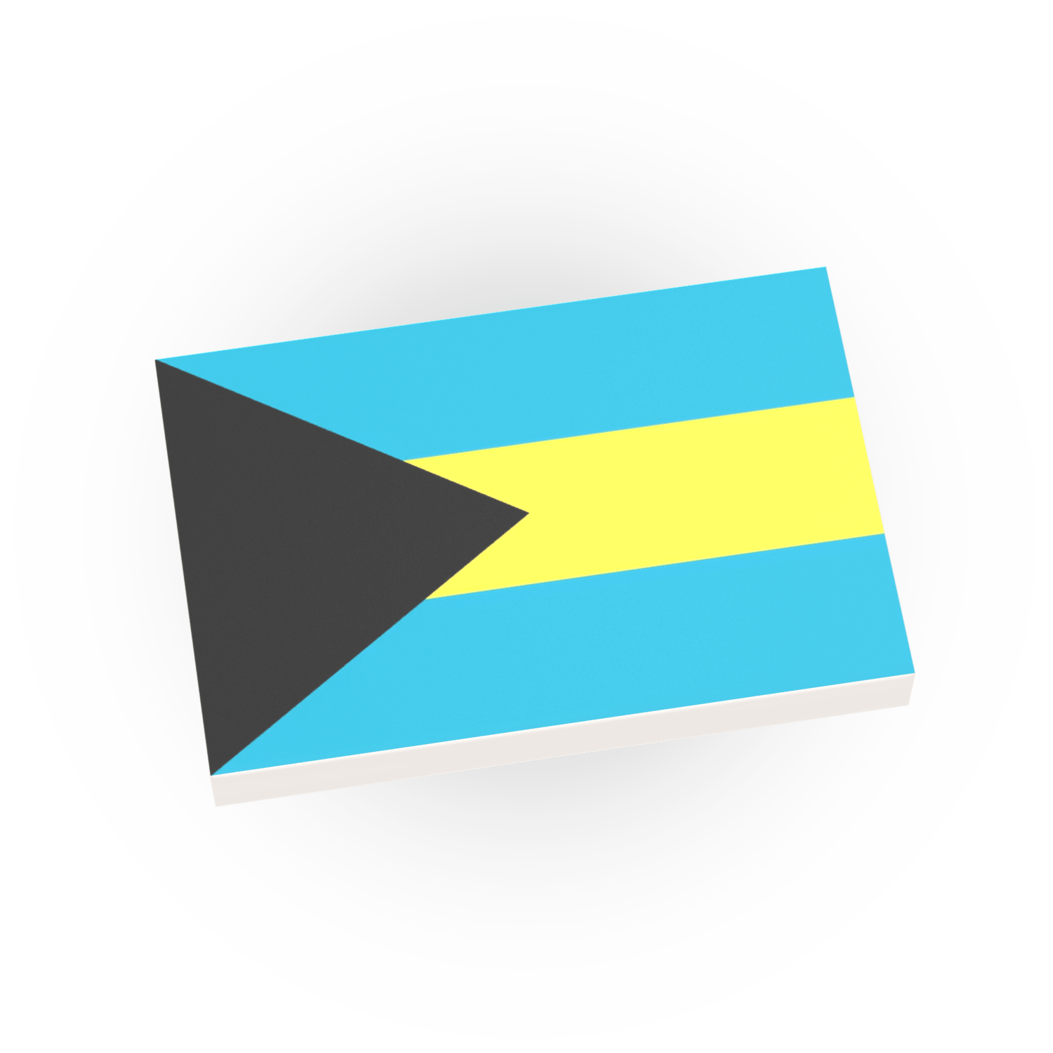 Bahamas Country Flag printed on a white  LEGO tile.