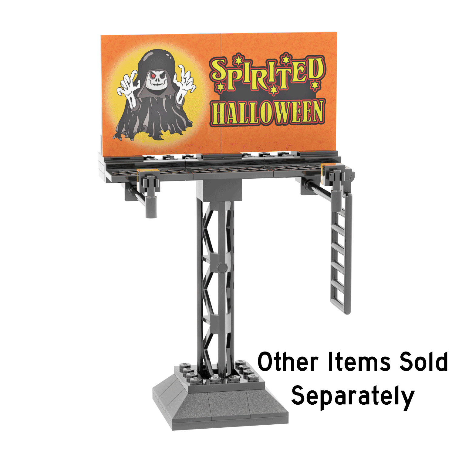 LEGO brick built billboard support stand LEGO set with rotating billboards being displayed