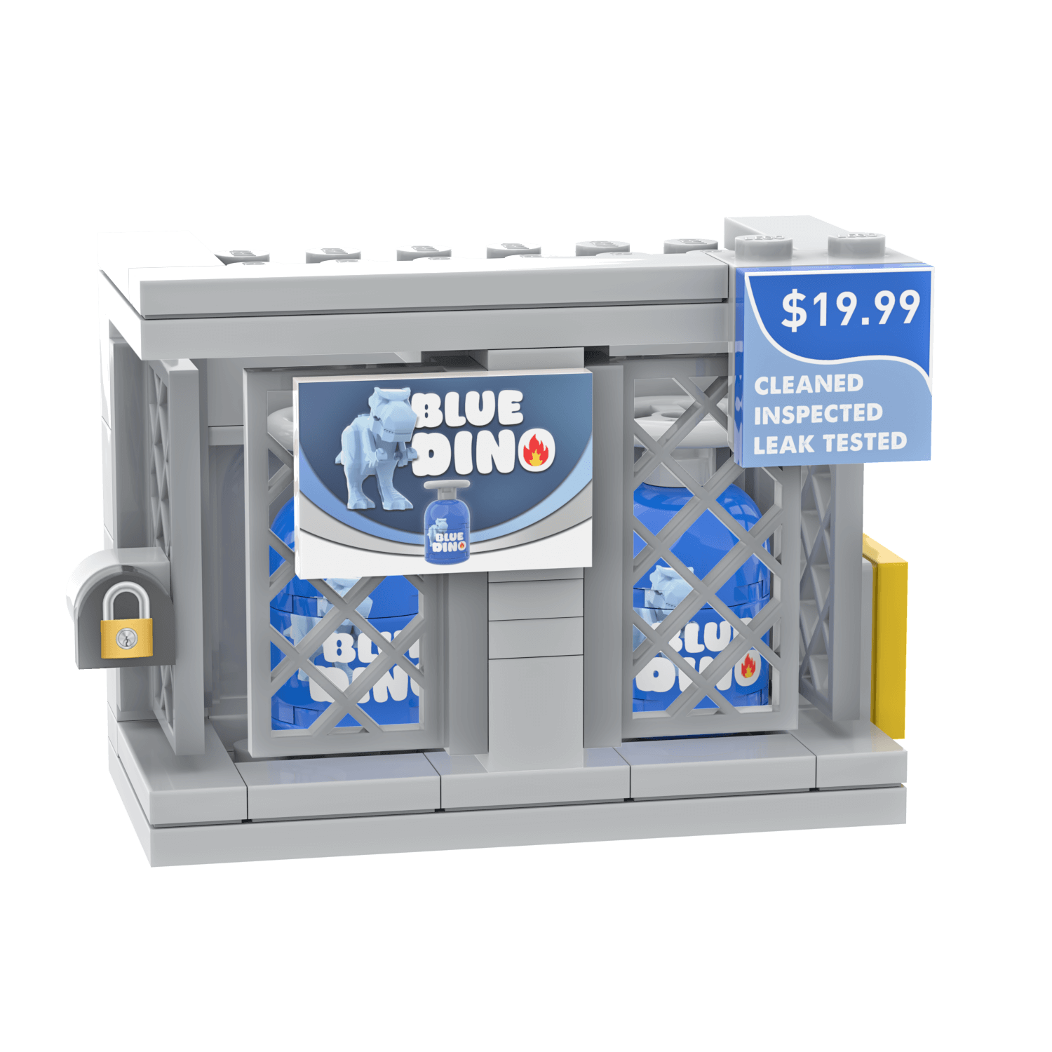 moc made from lego of a gas cylinder exchange often found at gas stations