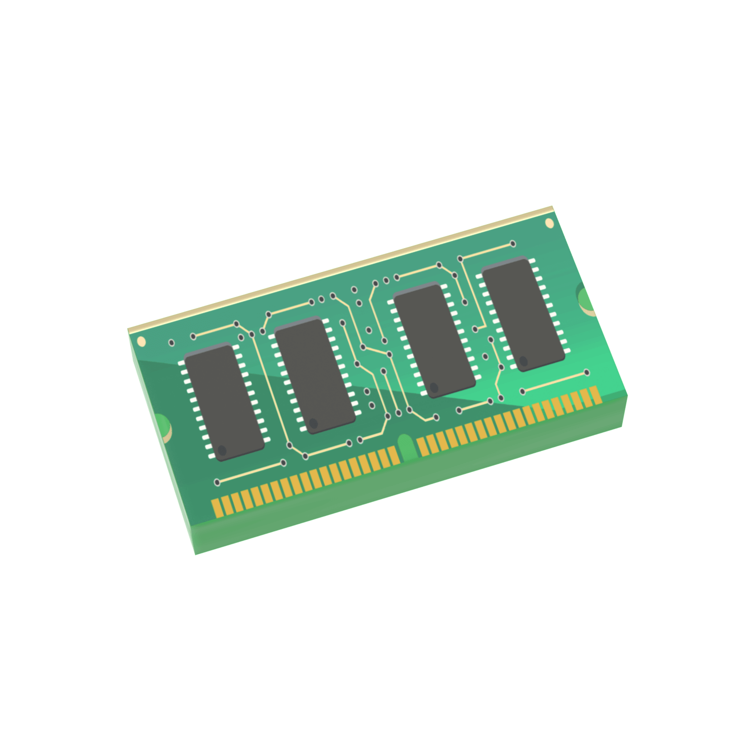 Computer RAM memory module printed on lego on a white background
