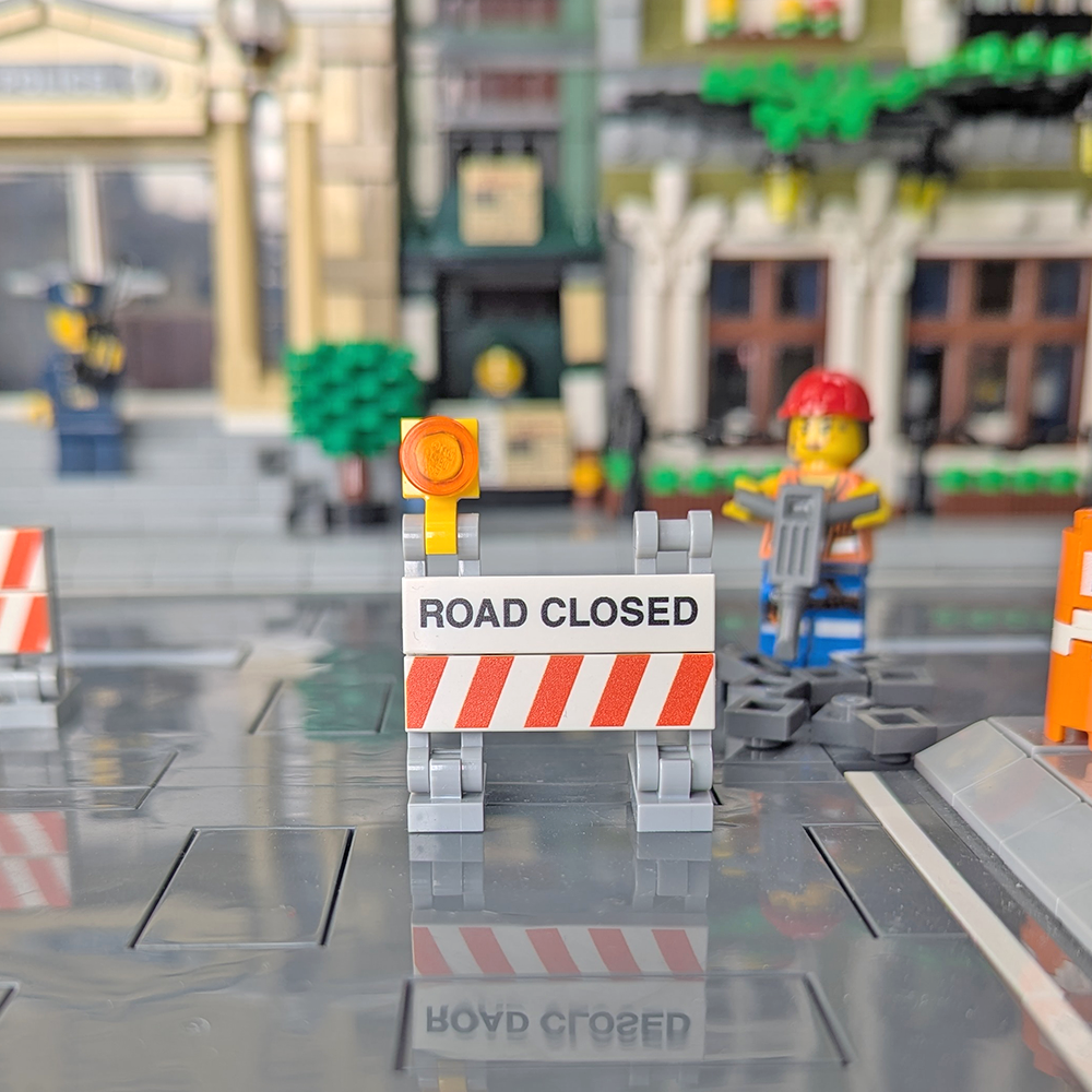Construction Barrier - 'Road Closed' - Custom Printed Building Set - Made Using LEGO® Parts