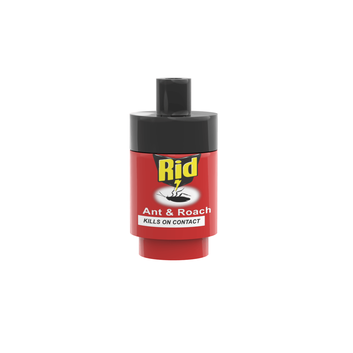 Printed LEGO red and black container of "Rid Ant & Roach killer" on a white background
