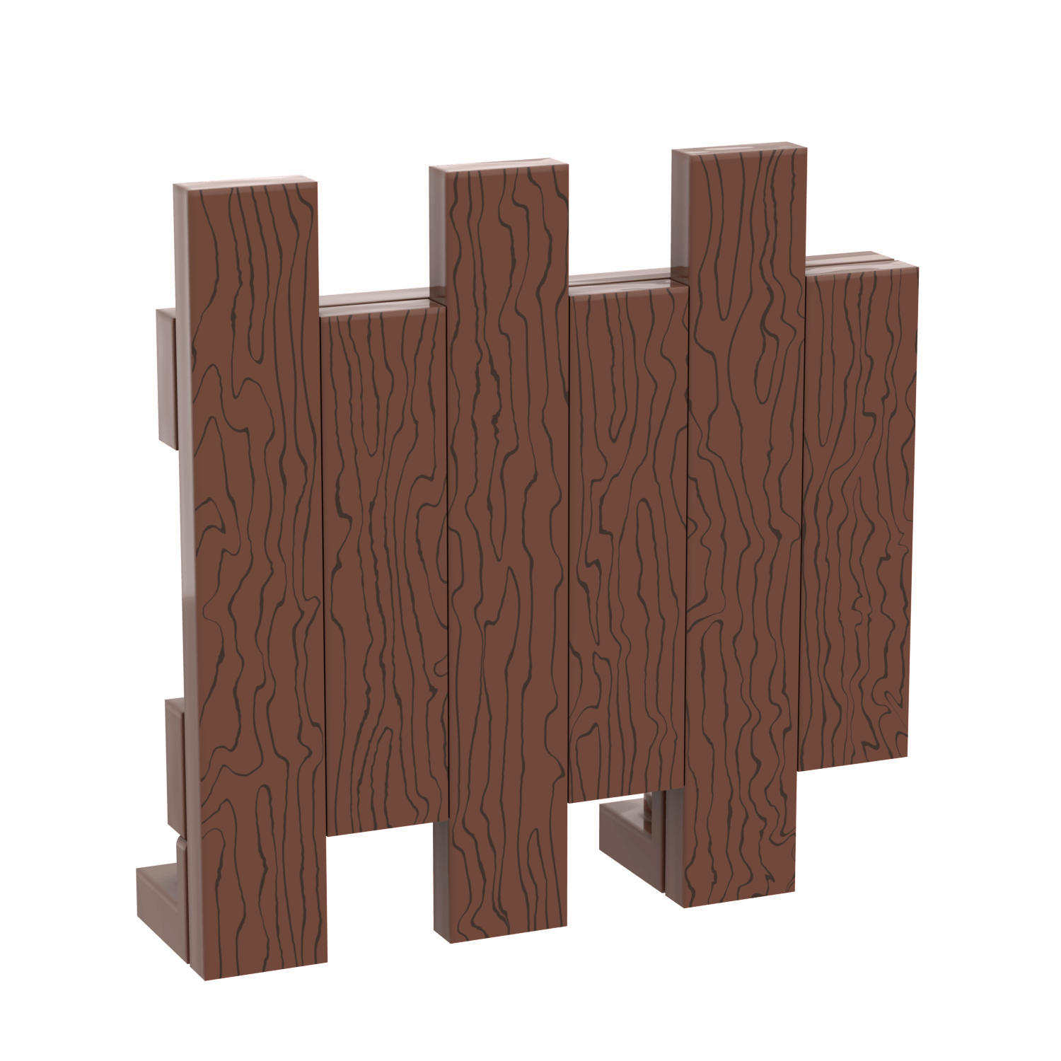 6 custom printed LEGO Tiles to made a custom wood fence panel, with wood grain, on a white background
