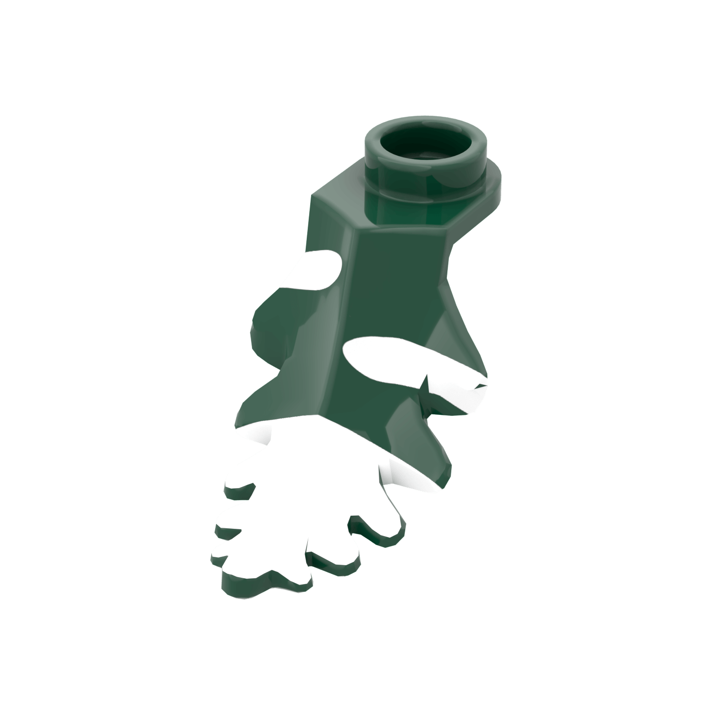 lego dark green plant leaf with a snow design printed on it.