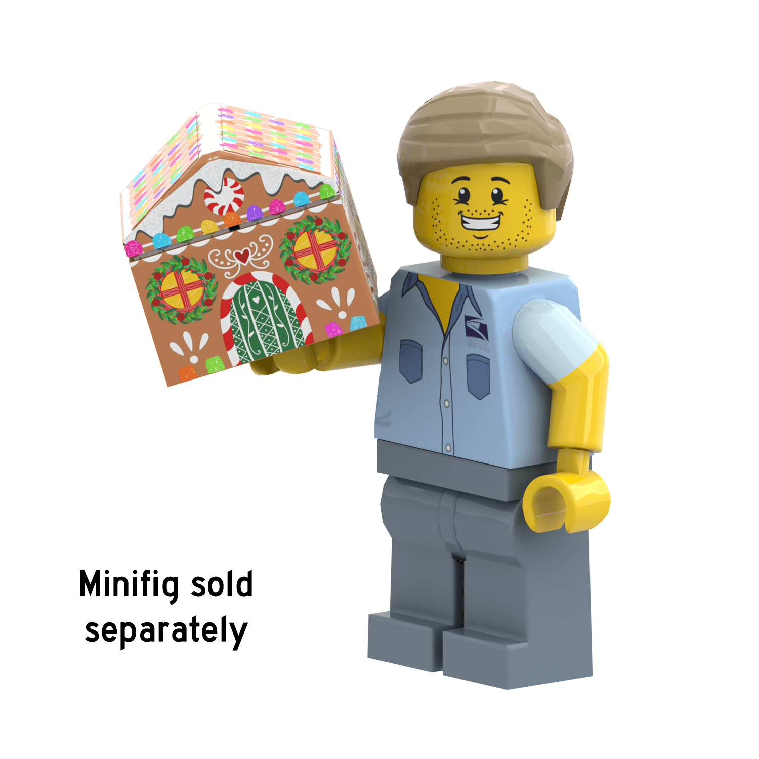 Gingerbread House - Christmas - Minifig Scale - Custom Printed  - Made Using LEGO® Parts