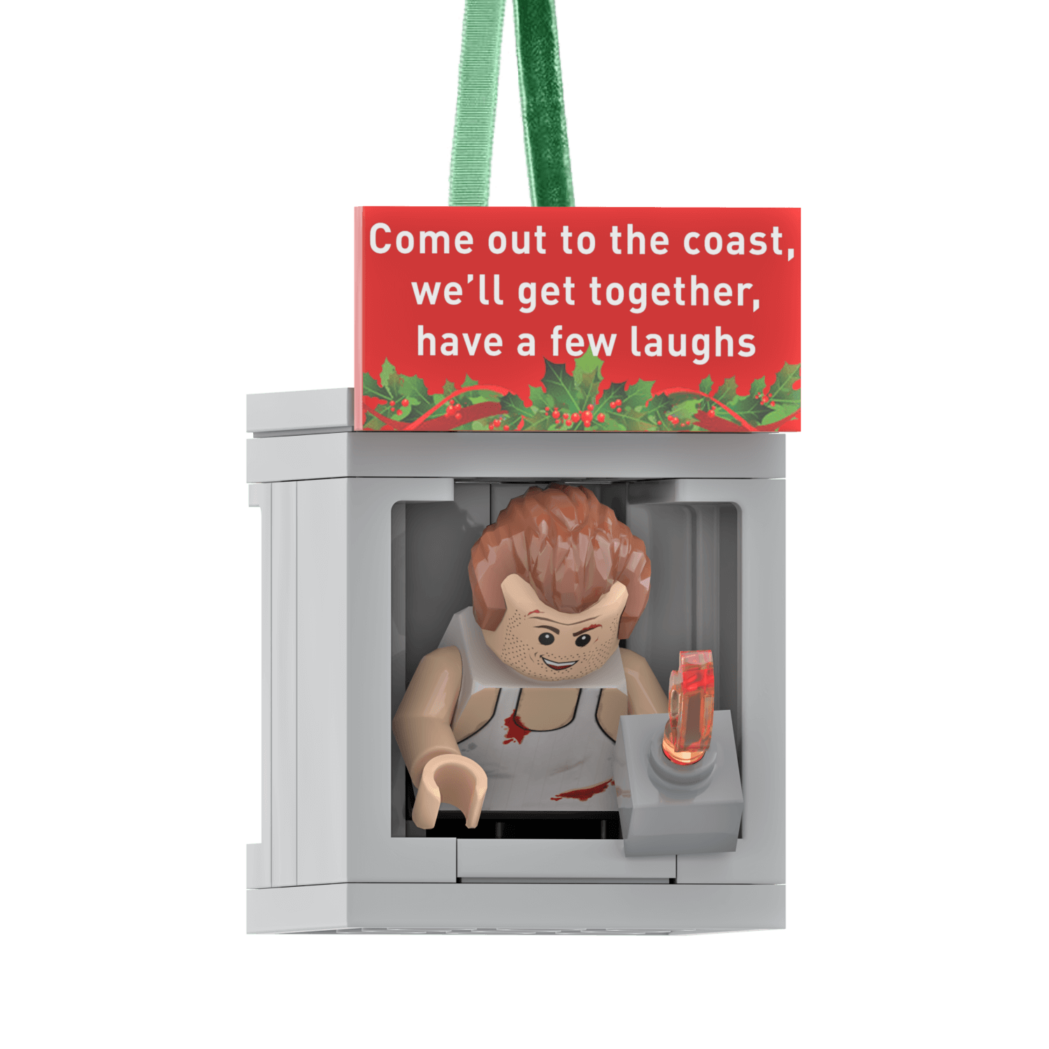 John Mcclane from Die Hard stuck in the AC vent Christmas Ornament custom building set