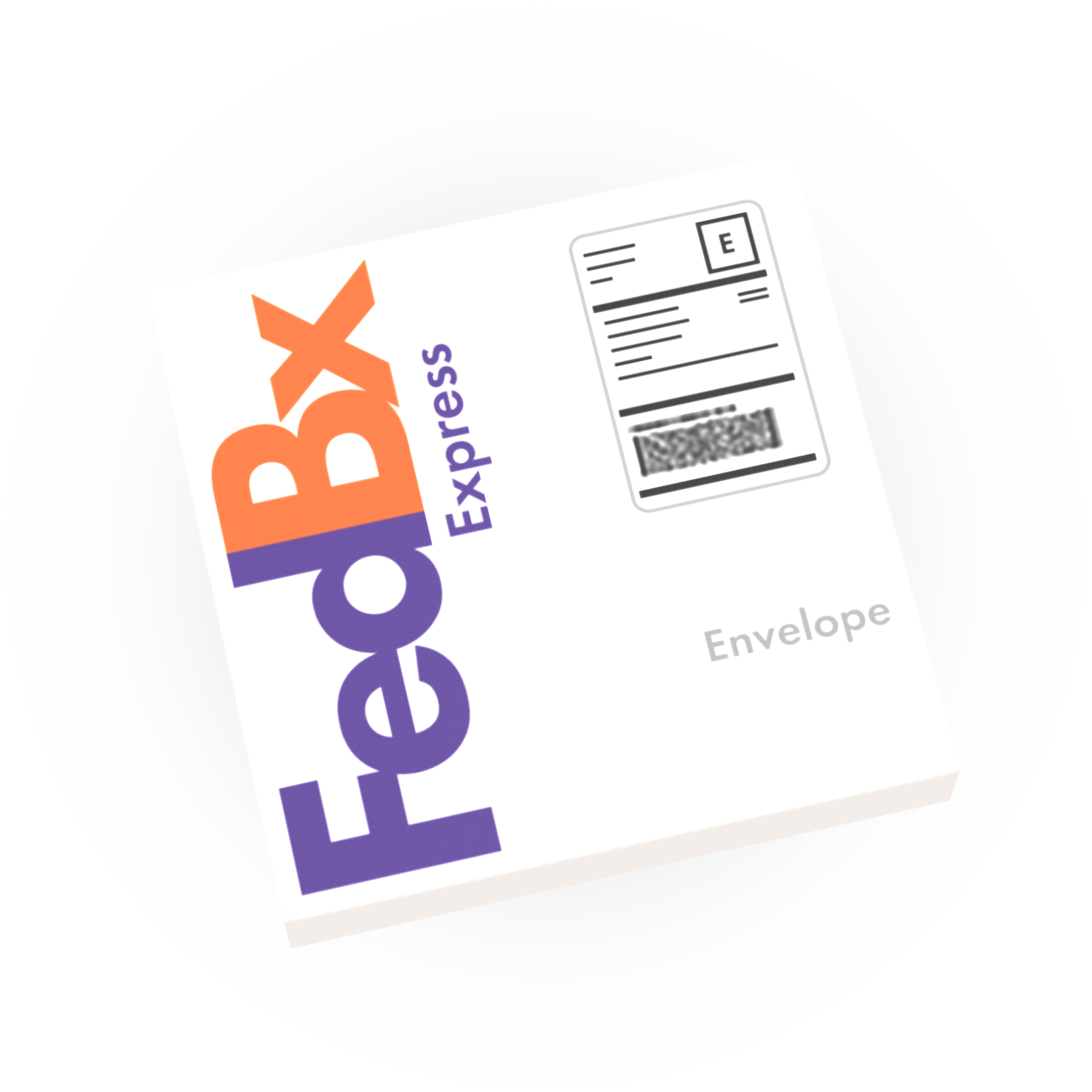 Custom Printed FedBx Express envelope with label on a white LEGO tile