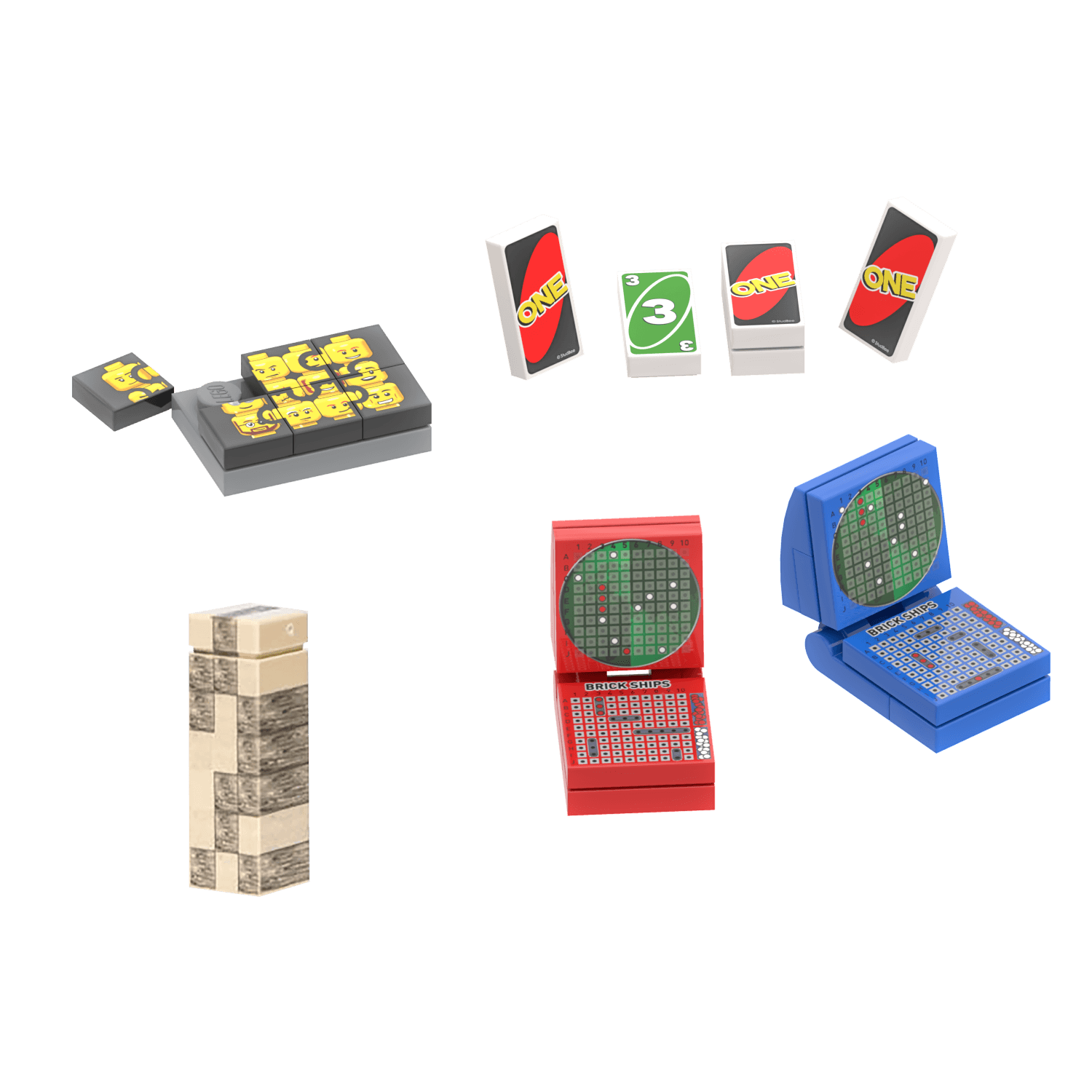 Family Game Night Pack II -4 Games - Custom Printed Sets - Made Using LEGO® Parts