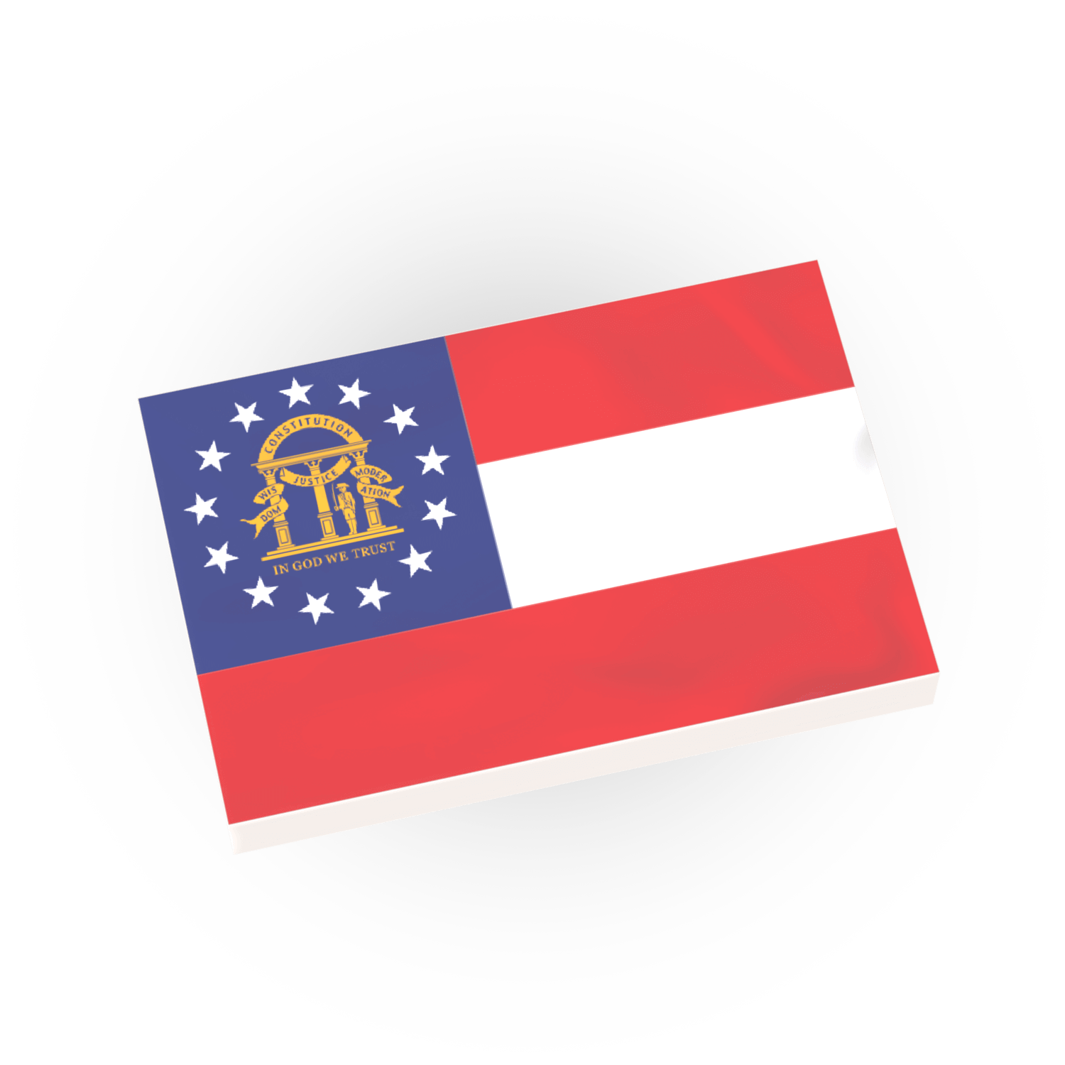 Flag of Georgia printed on a lego tile on a white background