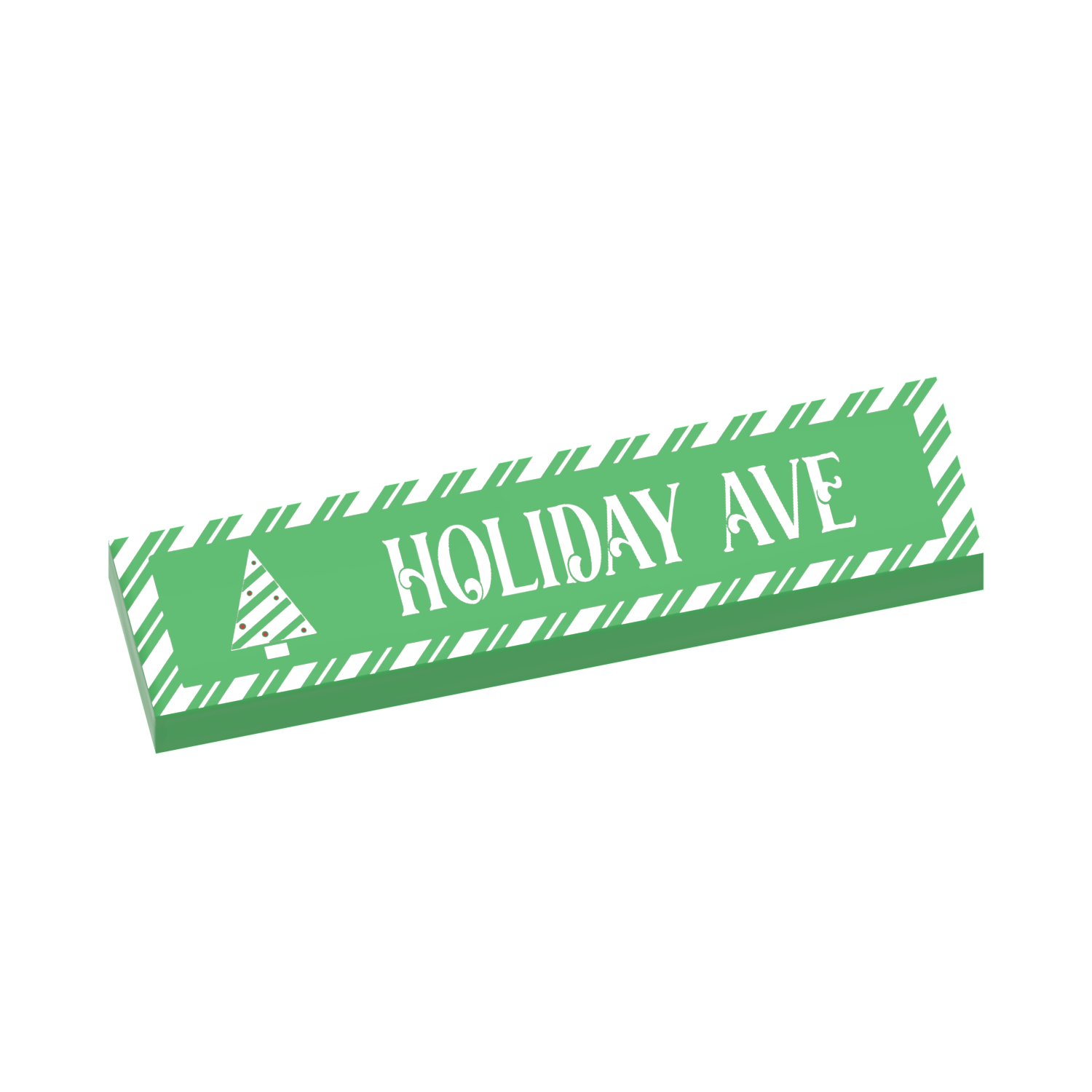 Green street sign with 'HOLIDAY AVE' text on a black background
