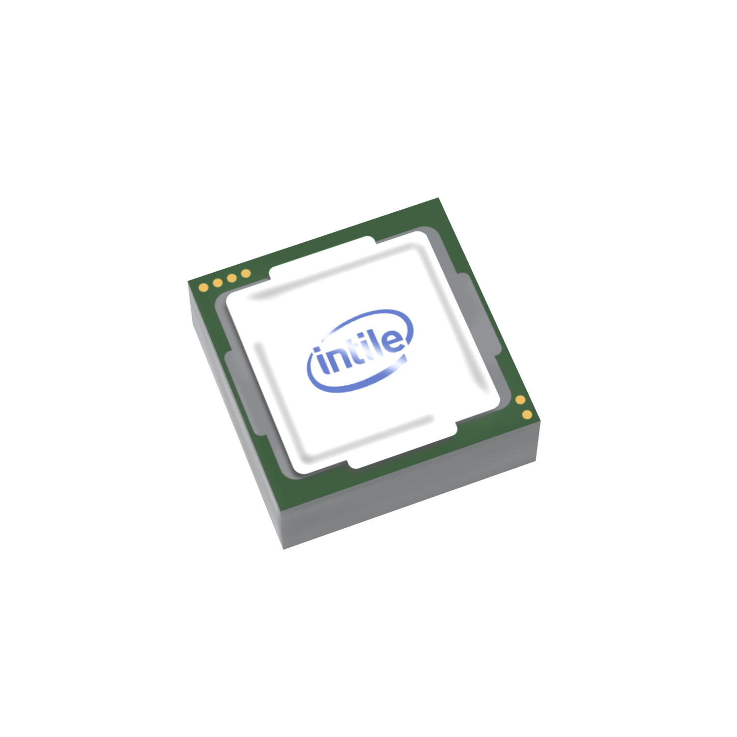 Intel processor printed on a lego tile on a white background