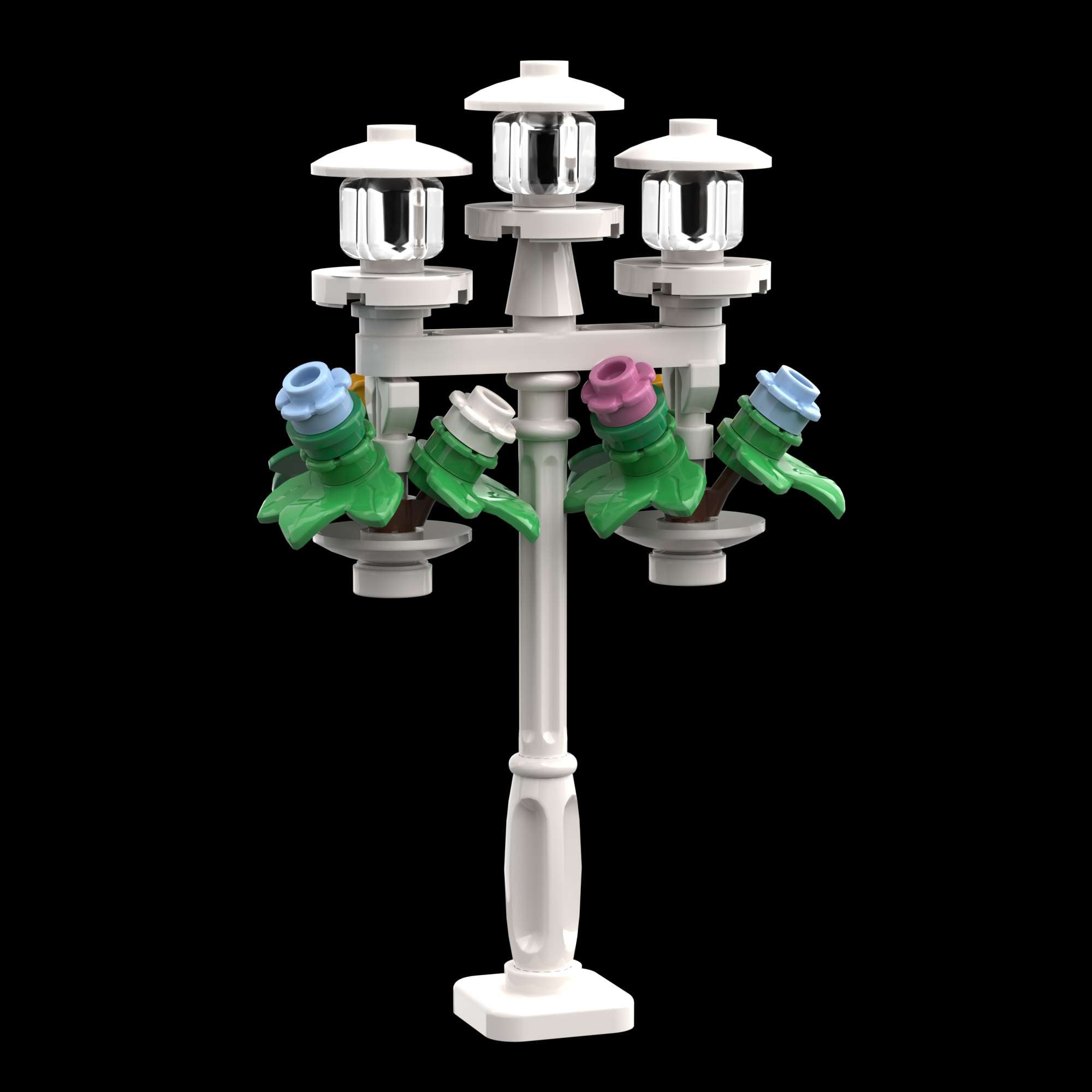 White City Lamppost with Two Hanging Flower Baskets Build Kit - StudBee