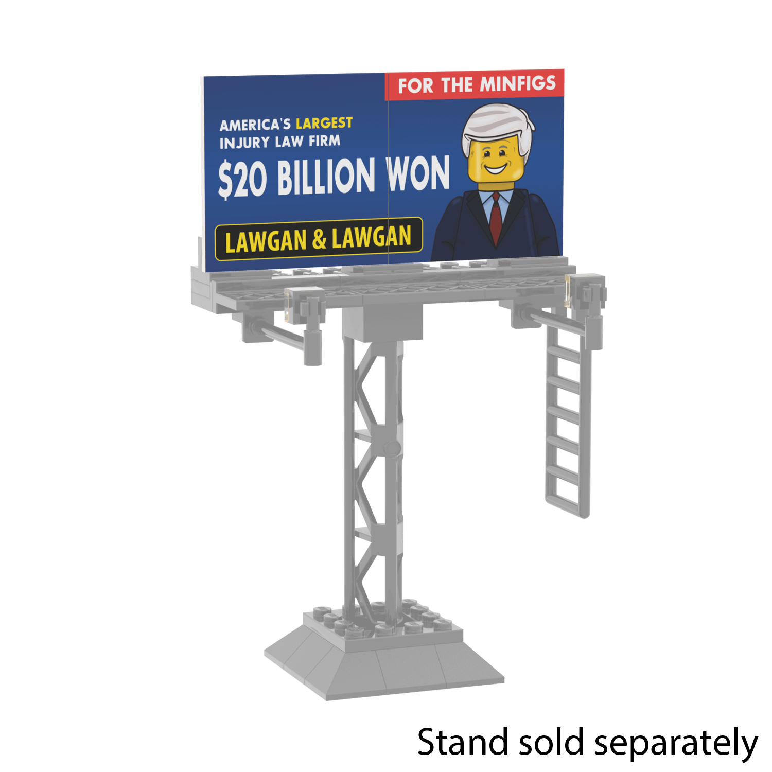 Injury Lawyer Billboard - Lawgan and Lawgan - Custom Printed - Made Using LEGO® Parts