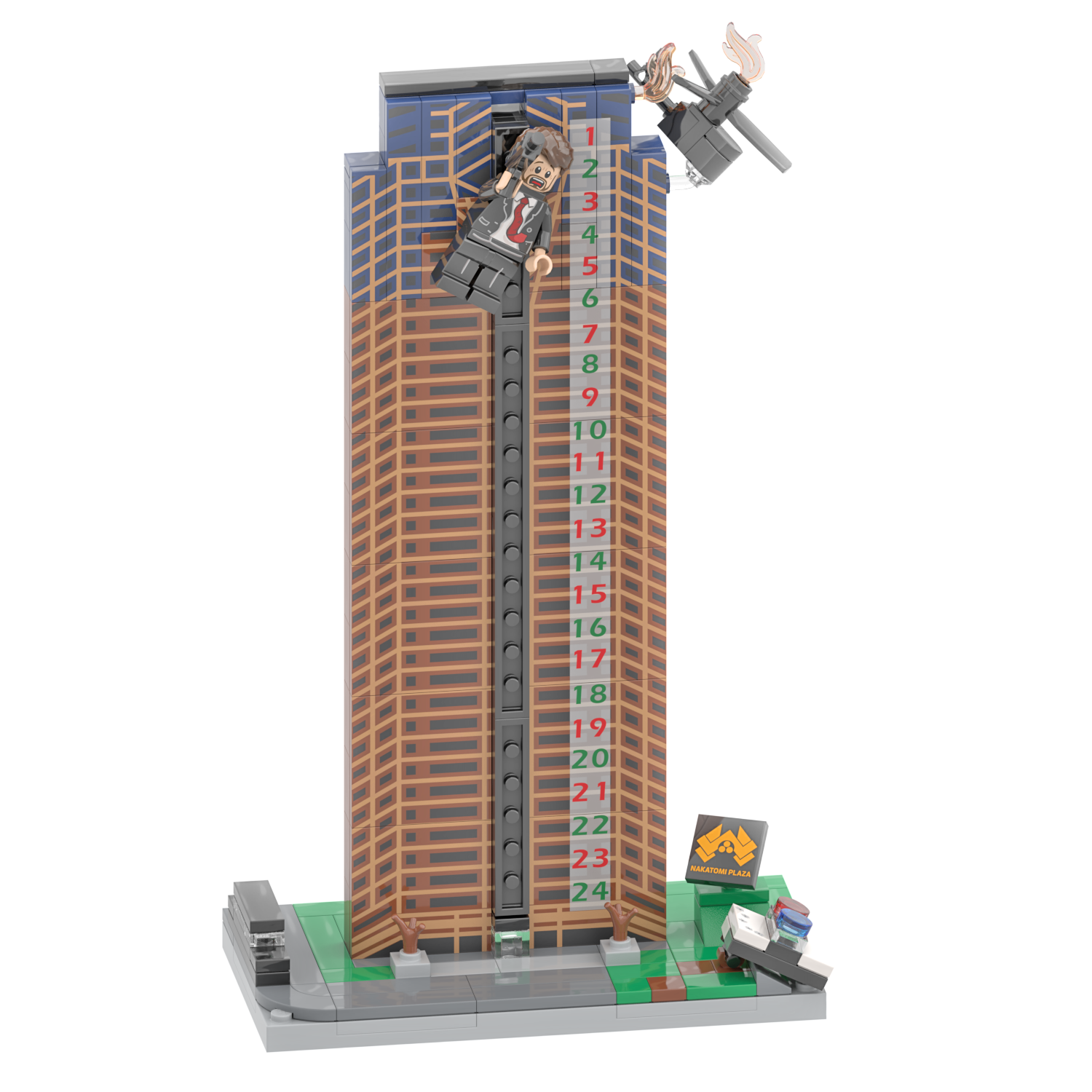 Die Hard Advent Calendar - It's Not Christmas Until Hans Gruber Falls - Nakatomi Plaza - Custom Printed Building Set Made Using LEGO® Parts