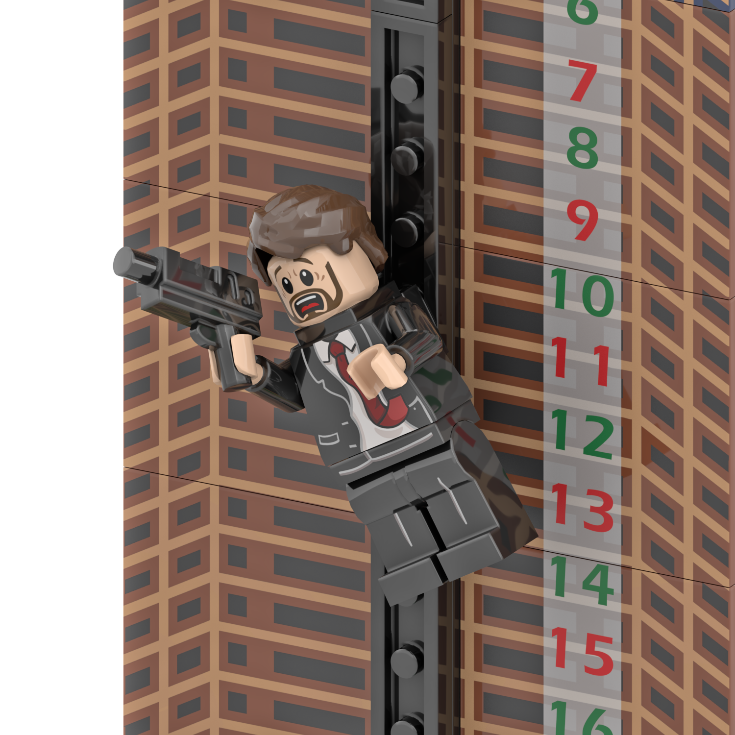 Die Hard Advent Calendar - It's Not Christmas Until Hans Gruber Falls - Nakatomi Plaza - Custom Printed Building Set Made Using LEGO® Parts