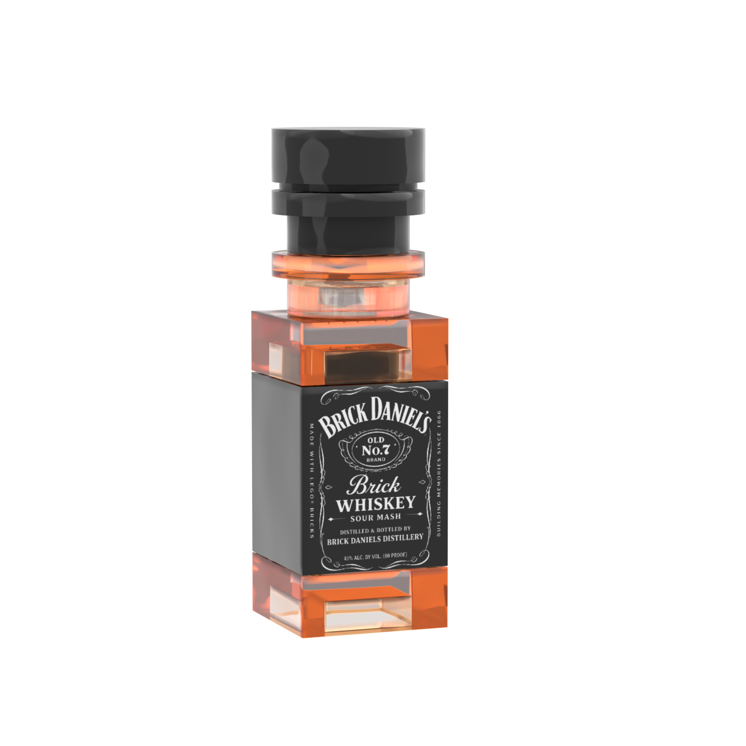Brick Daniels Whiskey Bottle - Minifig Accesory - Made with LEGO® Parts