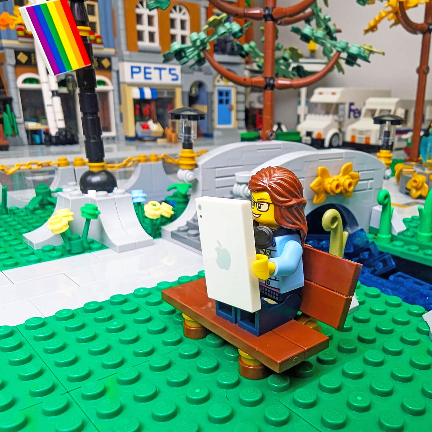 Fruit Tablet - White - Custom Printed - Made Using a LEGO® Tile