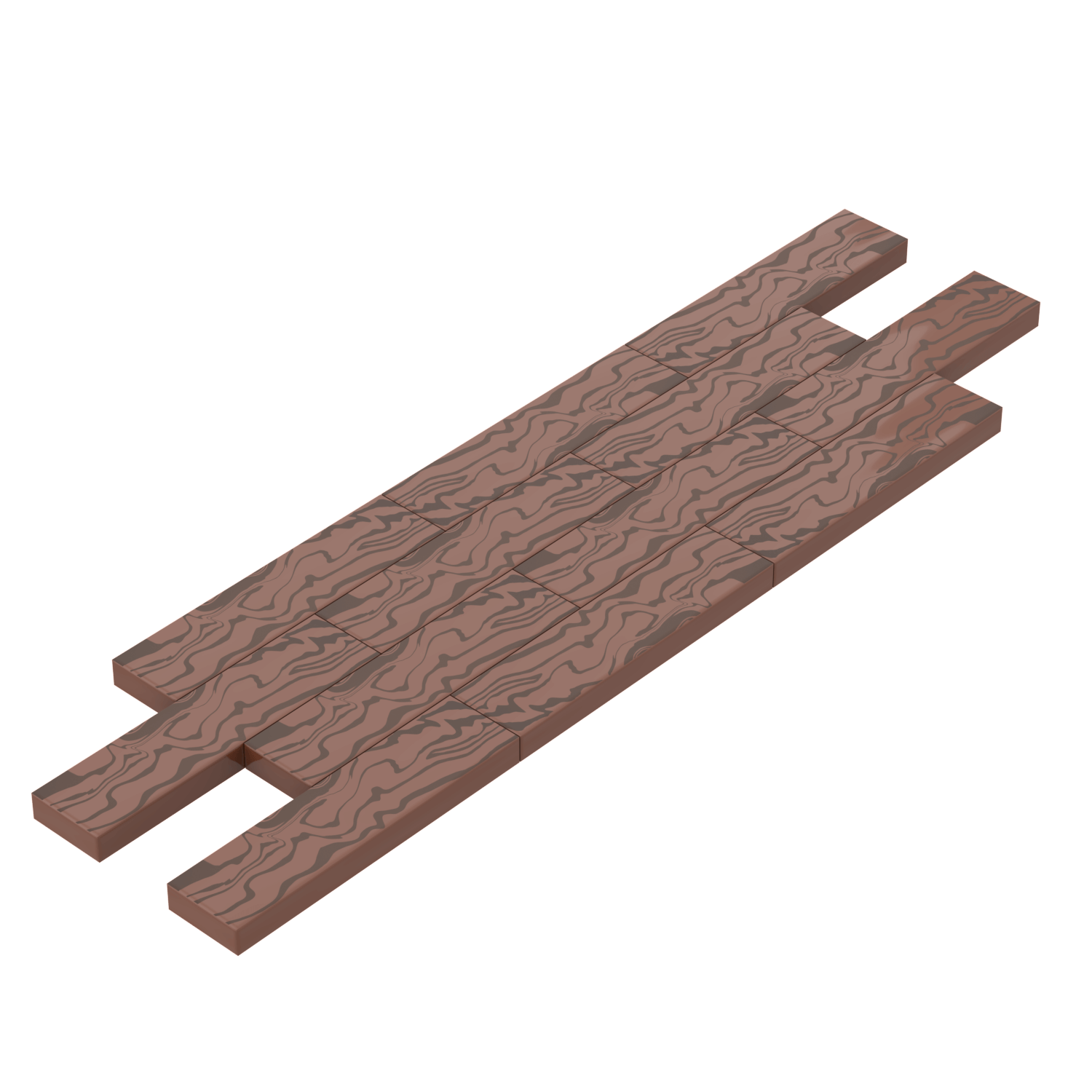 multiple custom printed wood plank design lego tiles.