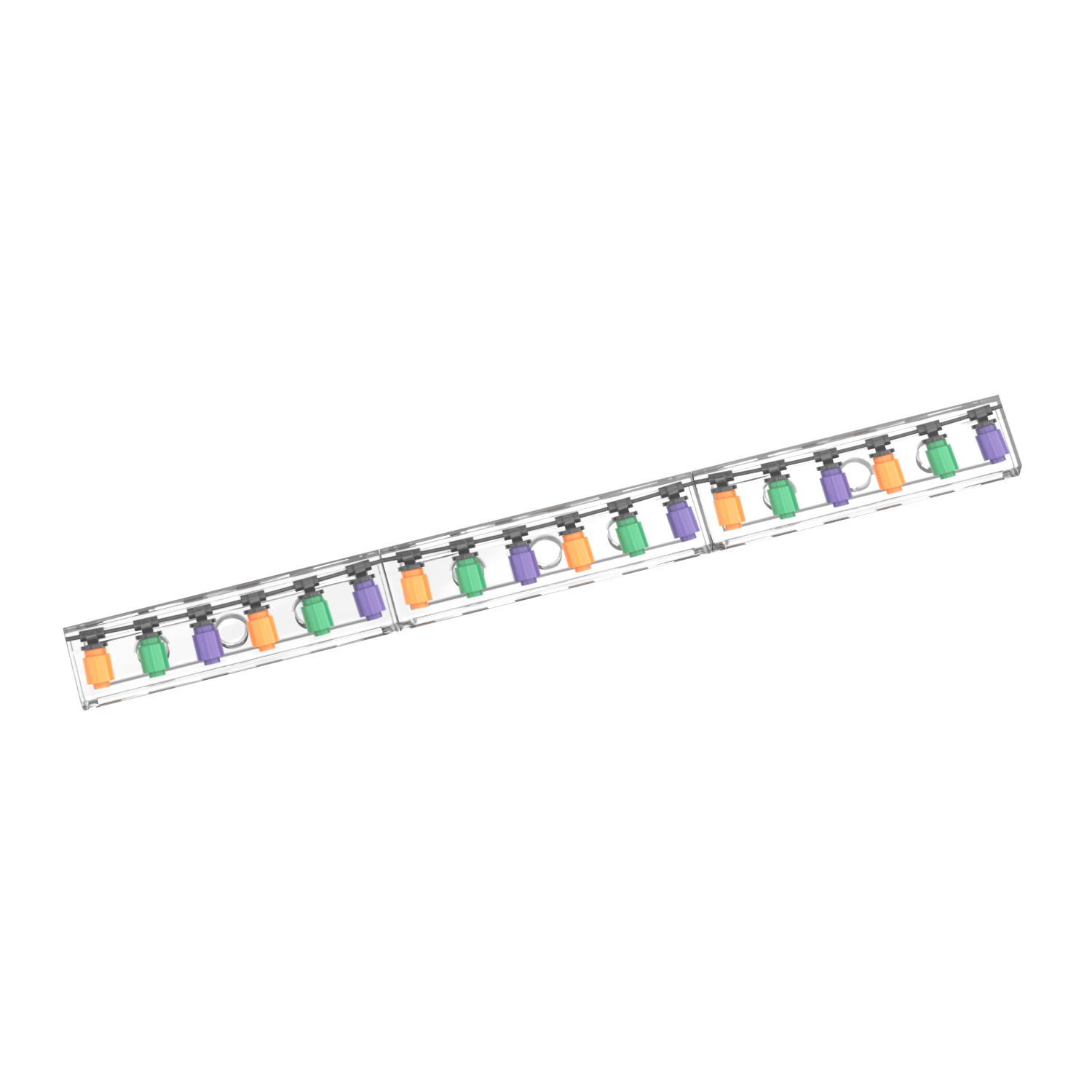 Multiple printed Lego tiles with Halloween String Lights