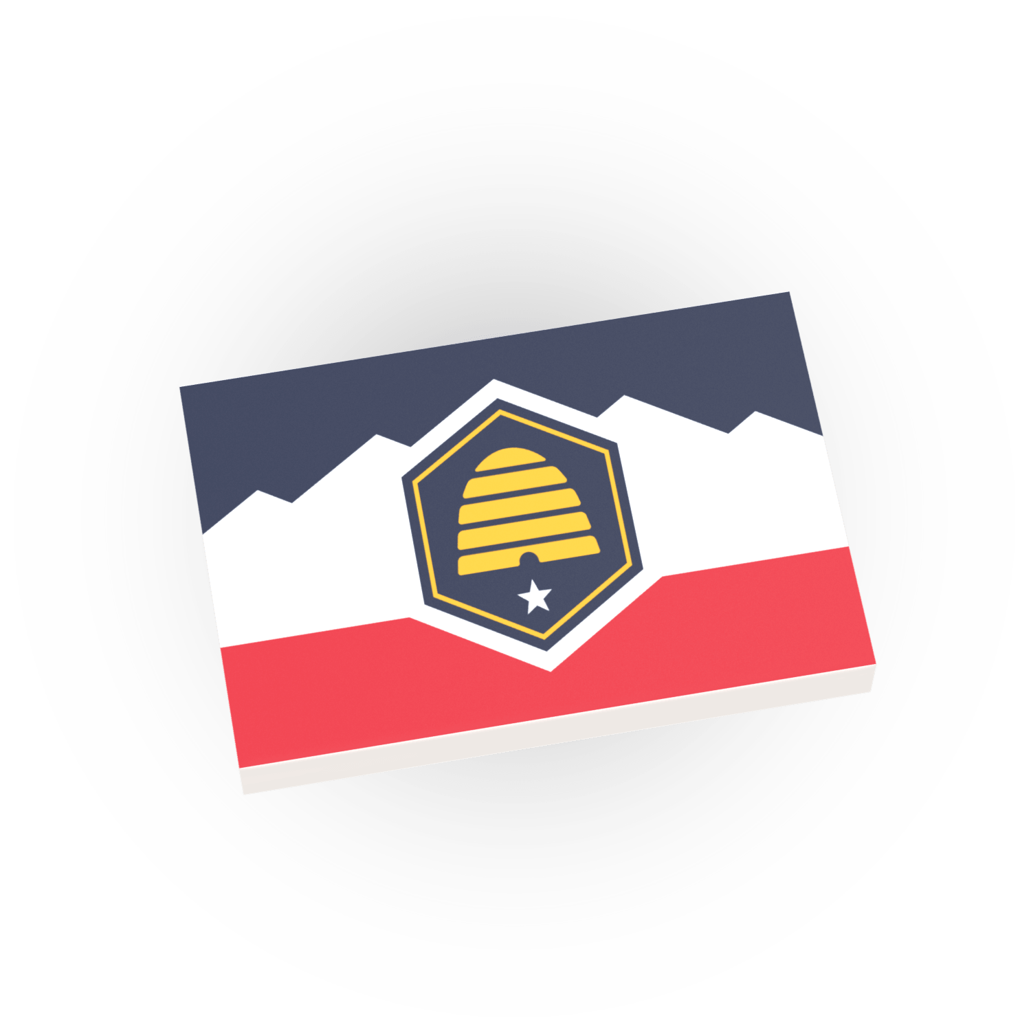 New Utah State Flag printed on a LEGO part with a white background