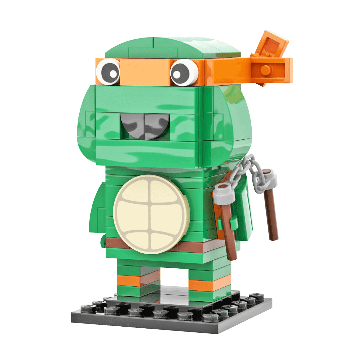 Orange Turtle Brick Head - Custom Building Set - Made Using LEGO® Parts