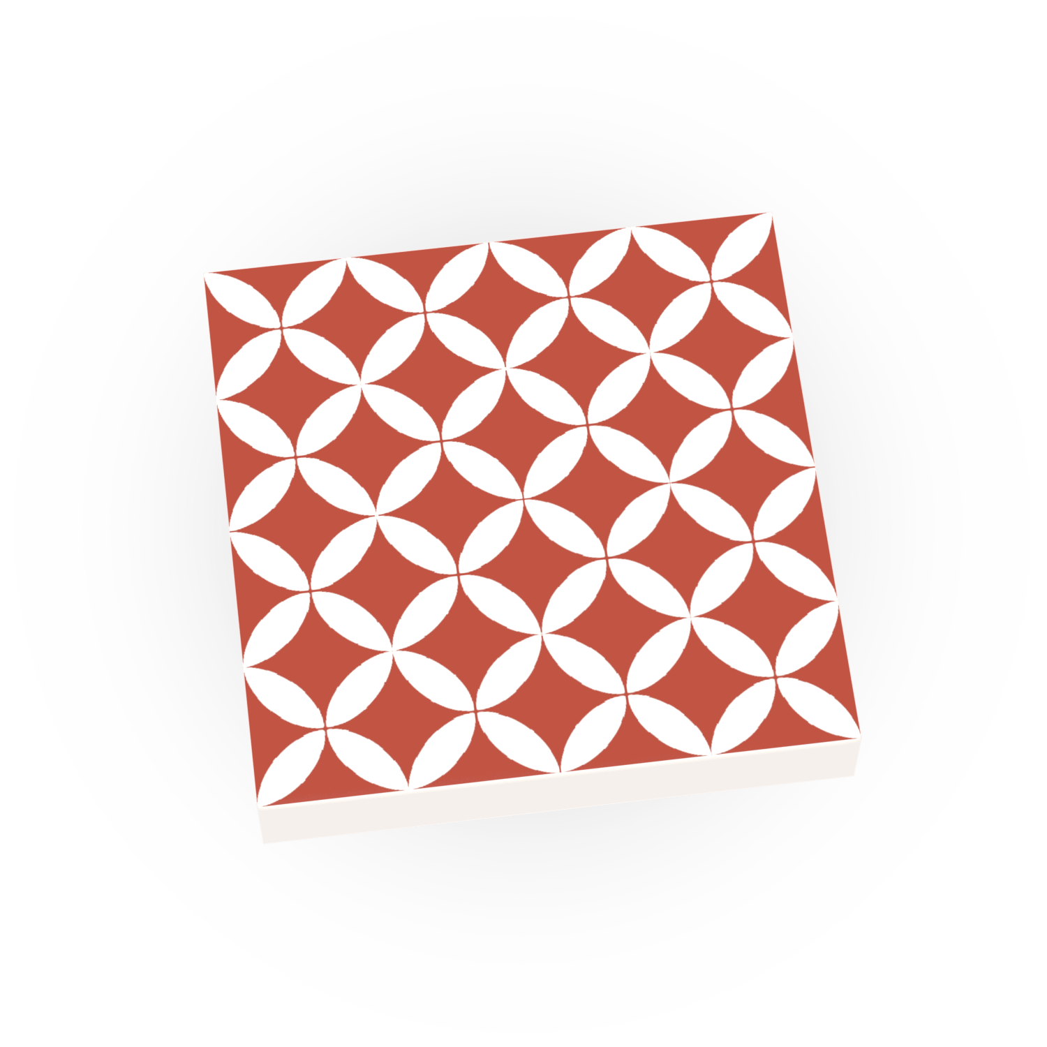 Red and white geometric patterned custom printed lego tile 